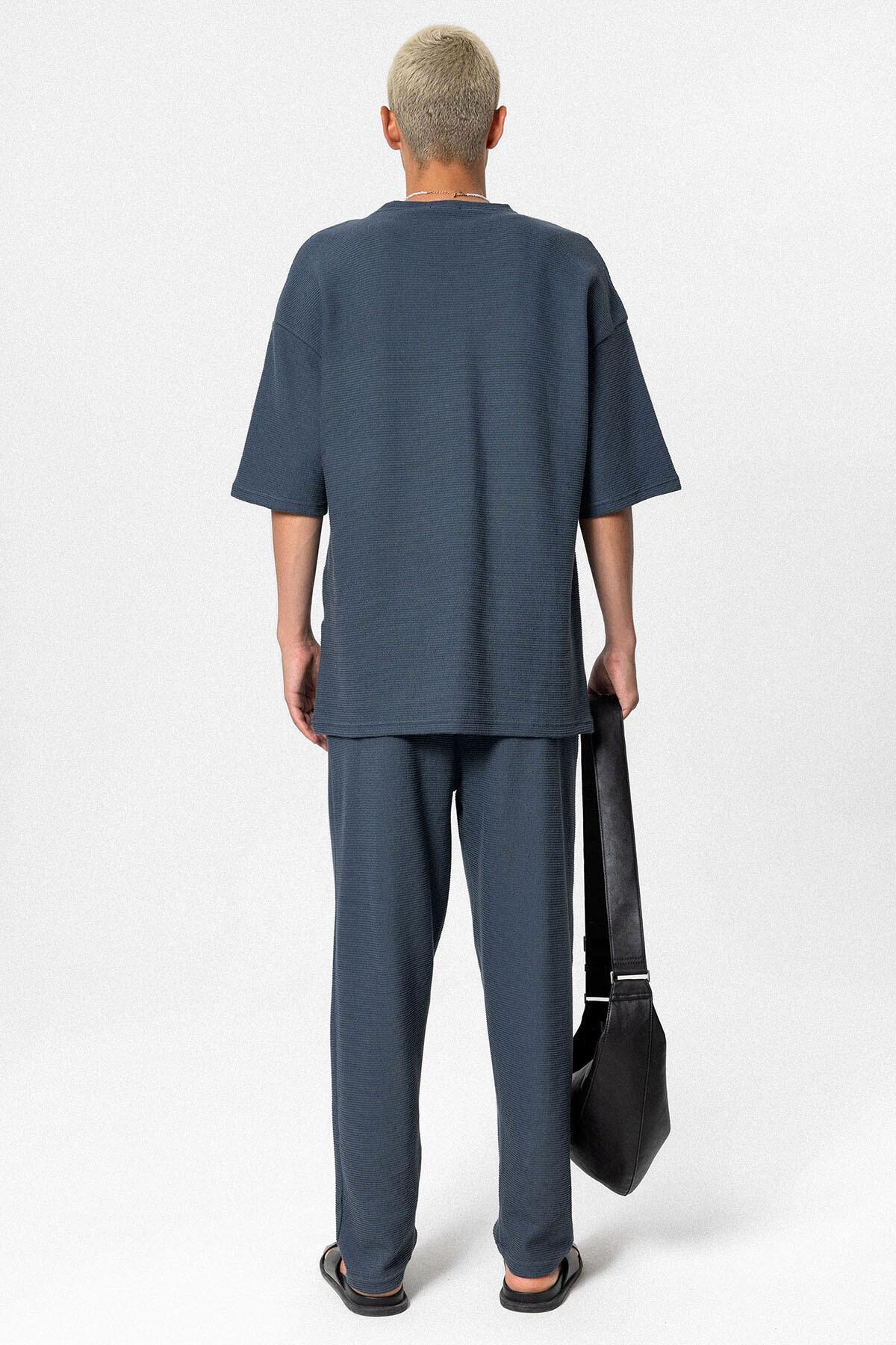 Oversize Basıc Triko Eşofman Takım Koyu Petrol — آبی 40-734 — تصویر 8 از 8