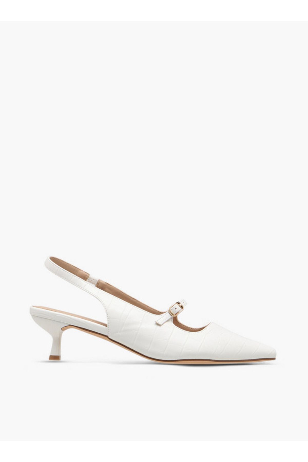 Flora Bella by Shoexpress-Textured Slip-On Pointed Toe Shoes with Kitten Heels 3