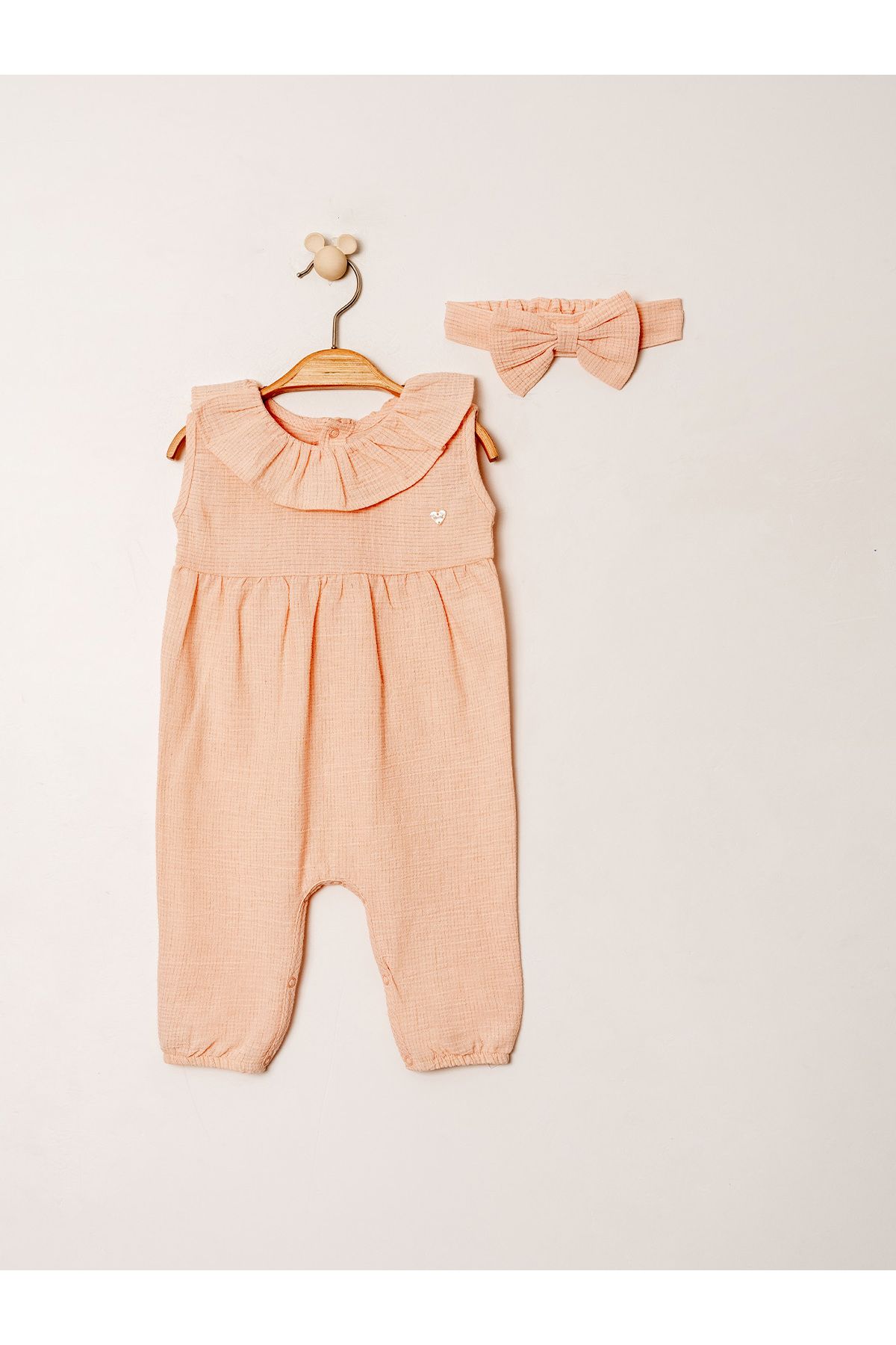 Kidaxi KD53404 Şile Bezi Bebek Tulum ve Bandana Takım – 3-24 Ay