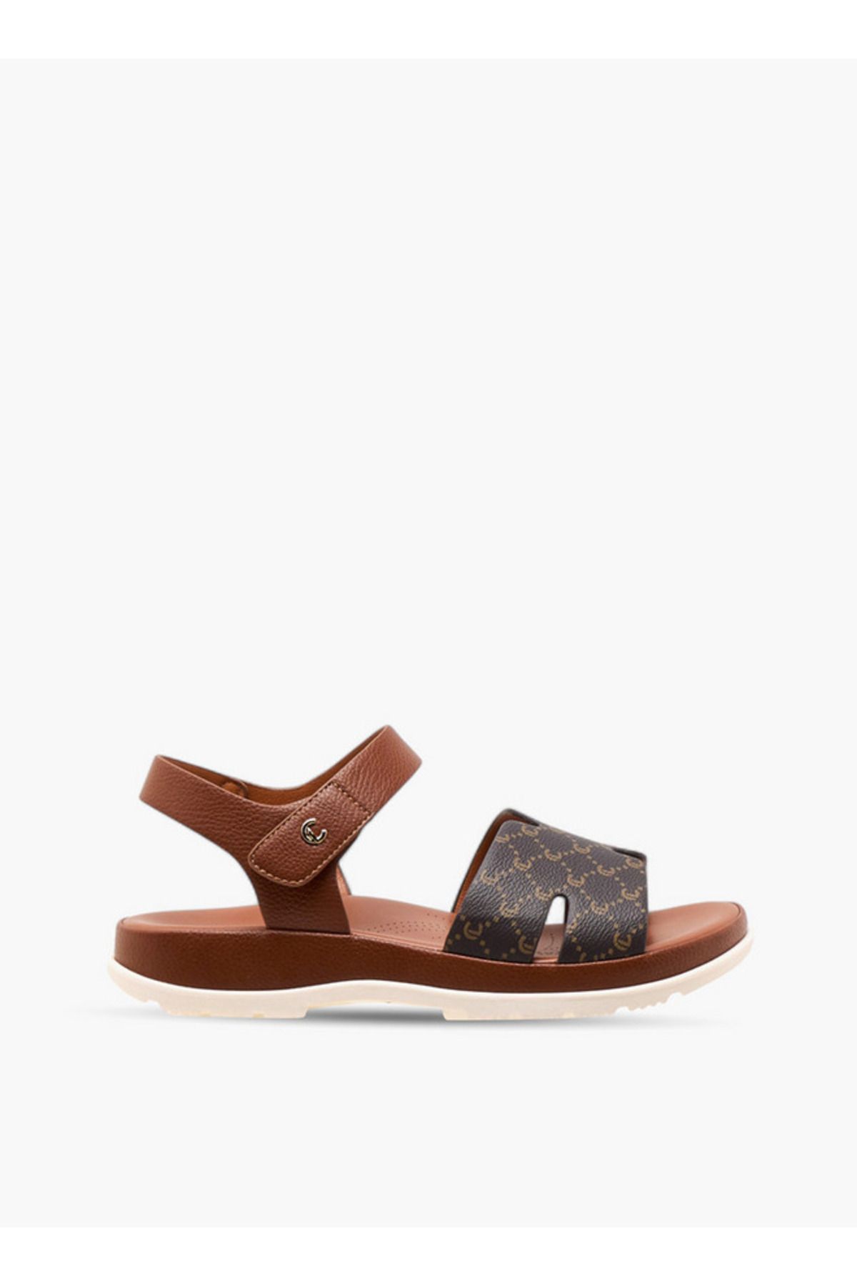 Le Confort-Monogram Print Comfort Sandals with Hook and Loop Closure 3