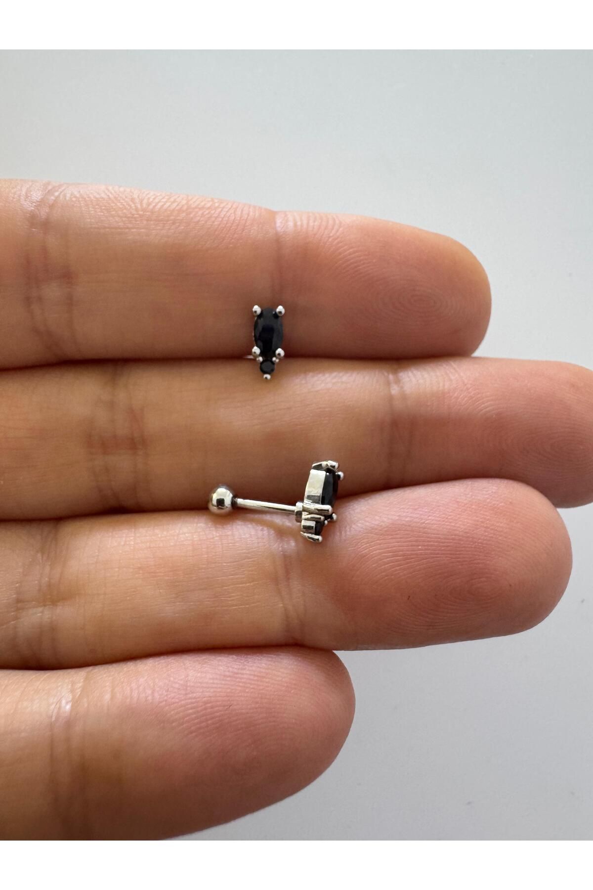 Arescollection 1 adet zirkon taşlı helix tragus lobe uyumlu piercing küpe