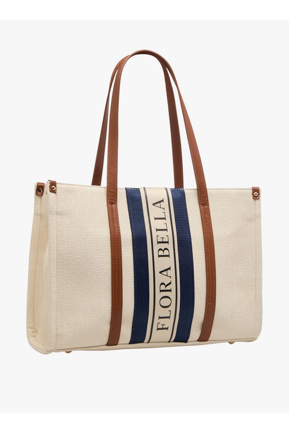 Flora Bella by Shoexpress-Logo Print Tote Bag with Double Handle and Zip Closure 3
