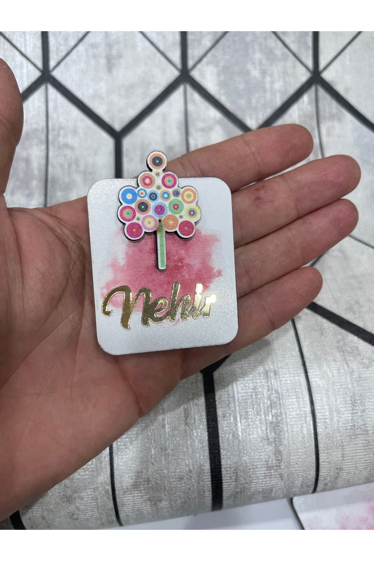 ELF REKLAM Figürlü Ahşap Baskılı Pleksi Yazılı Magnet 10 Adet