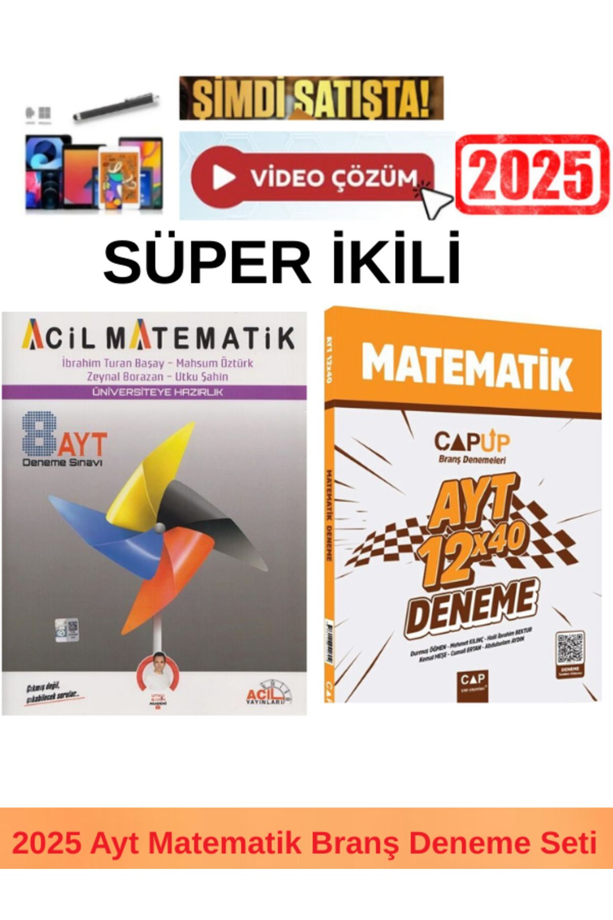 Acil Yayınları 2025 Ayt Matematik 8 Deneme+Çap 2025 Ayt Matematik 8 Deneme+Kalem