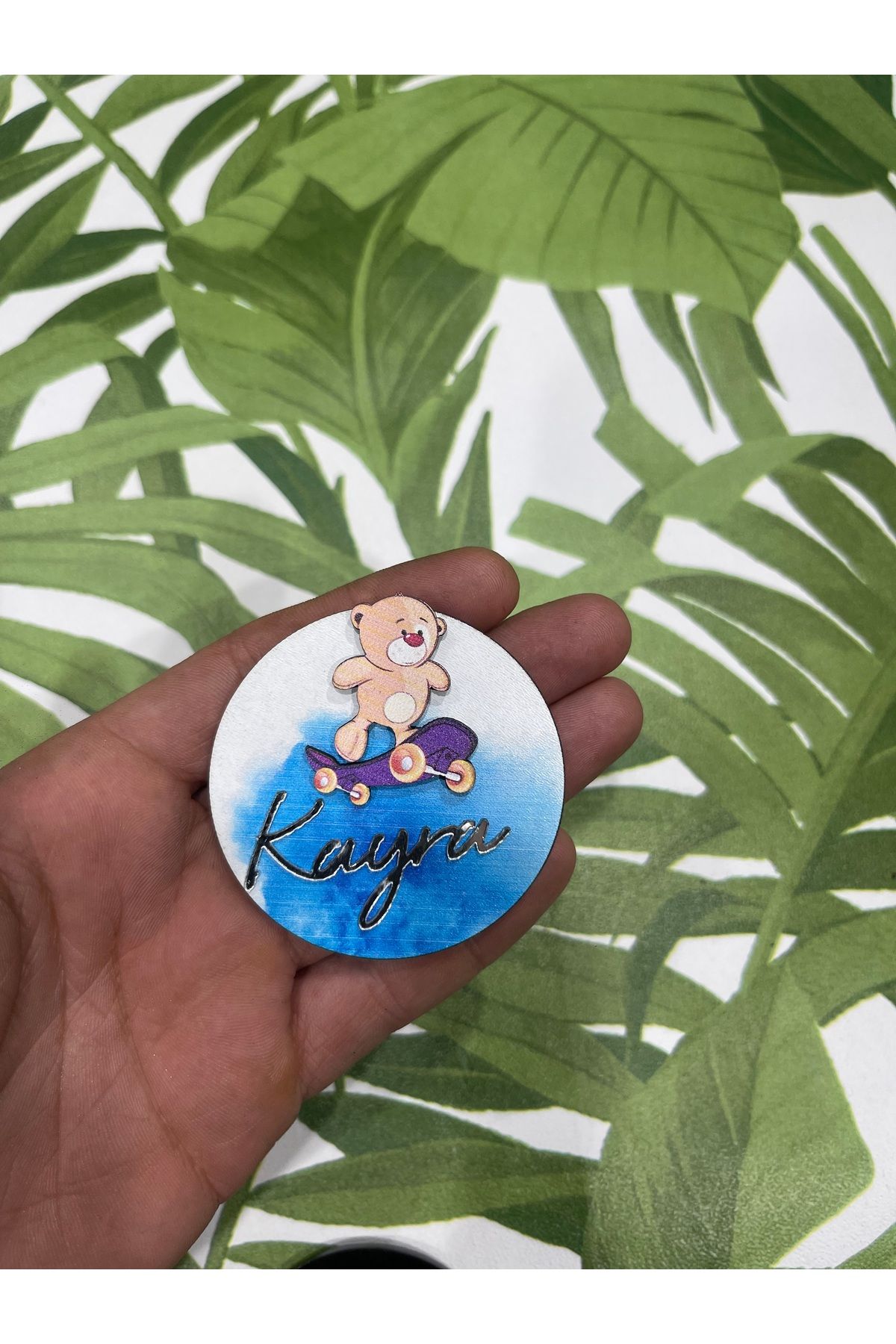 ELF REKLAM Kişiye Özel Ahşap Baskılı Pleksi Yazılı Magnet 10 Adet