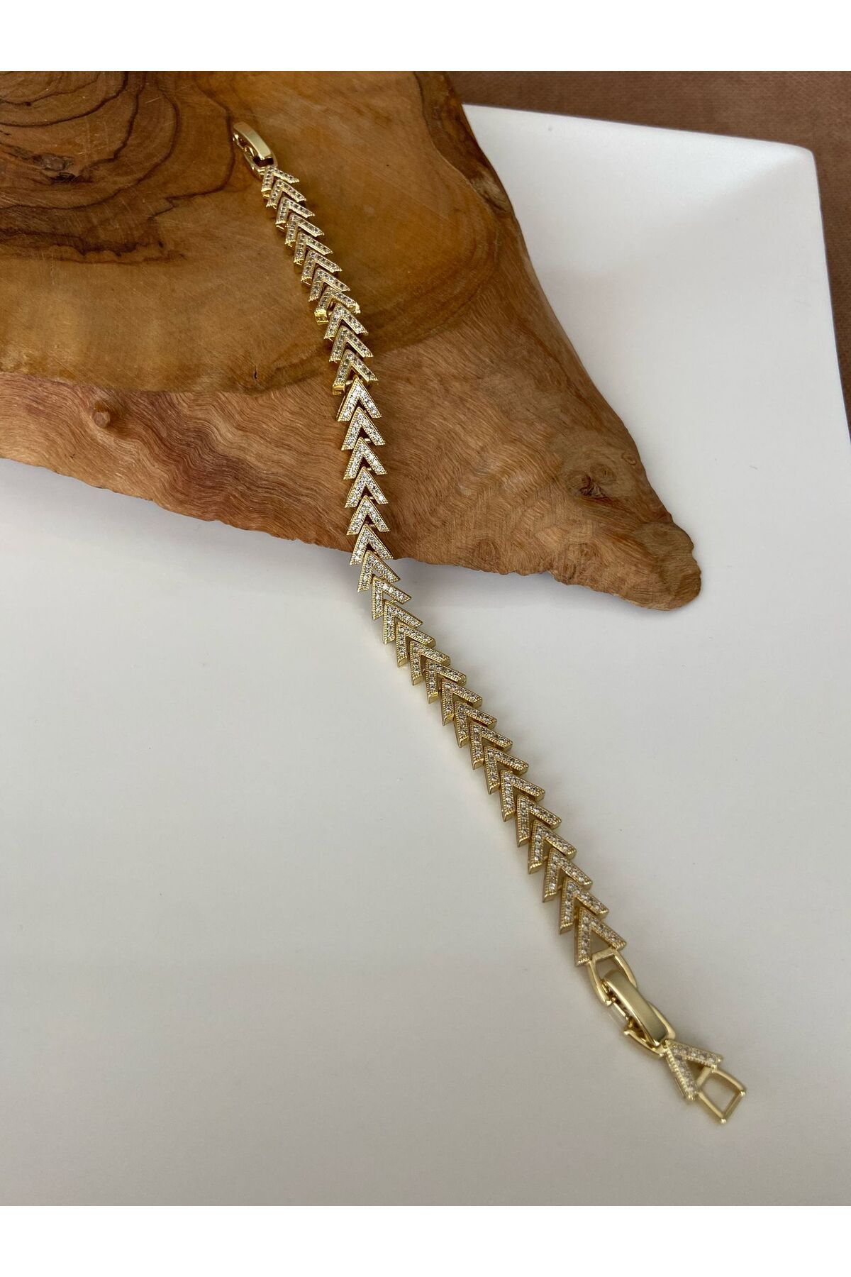 Allen Accessories ÇELİK GOLD ZİRKON TAŞLI BİLEKLİK
