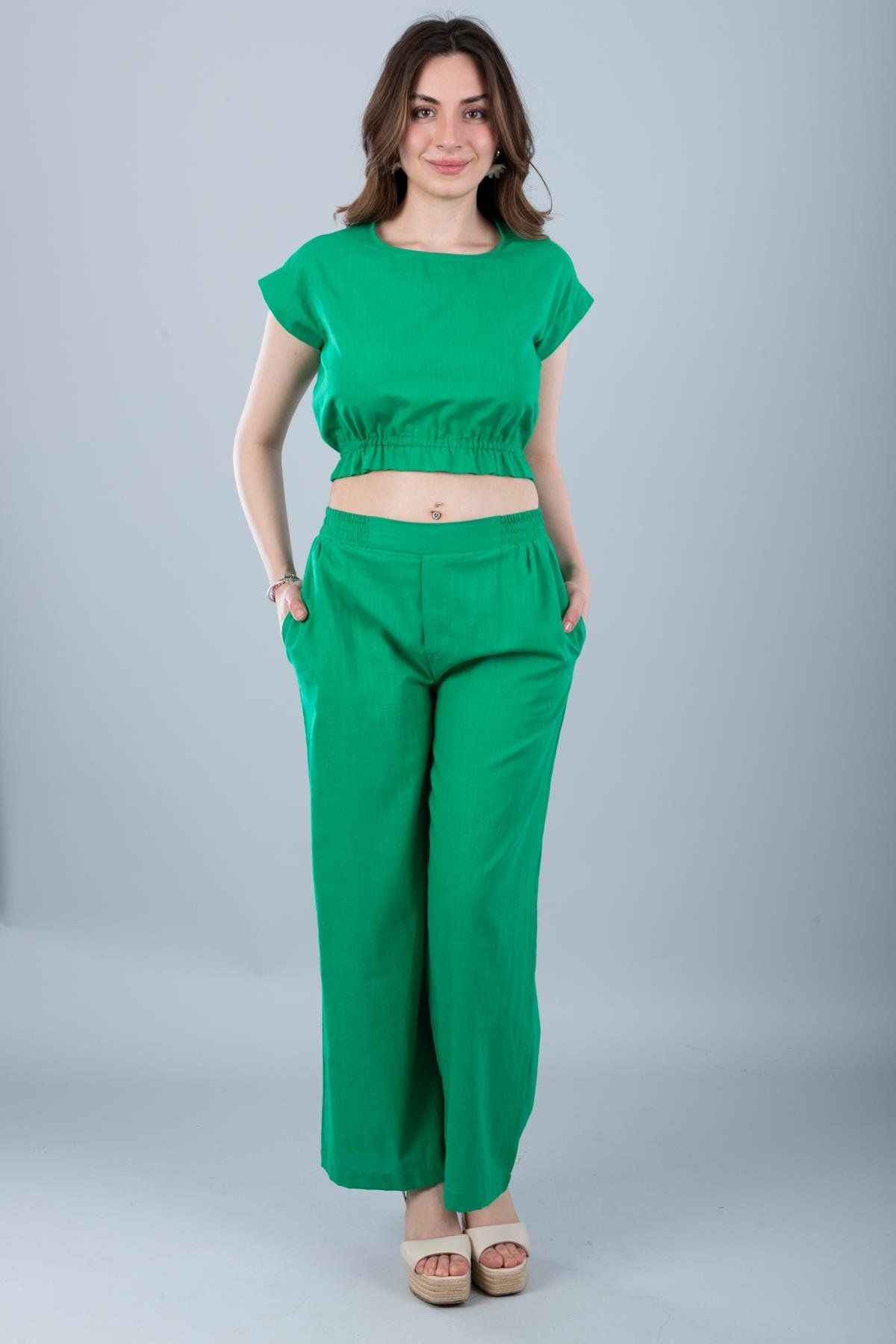 Bonitas Beachwear Pamuklu Crop Koyu Yeşil