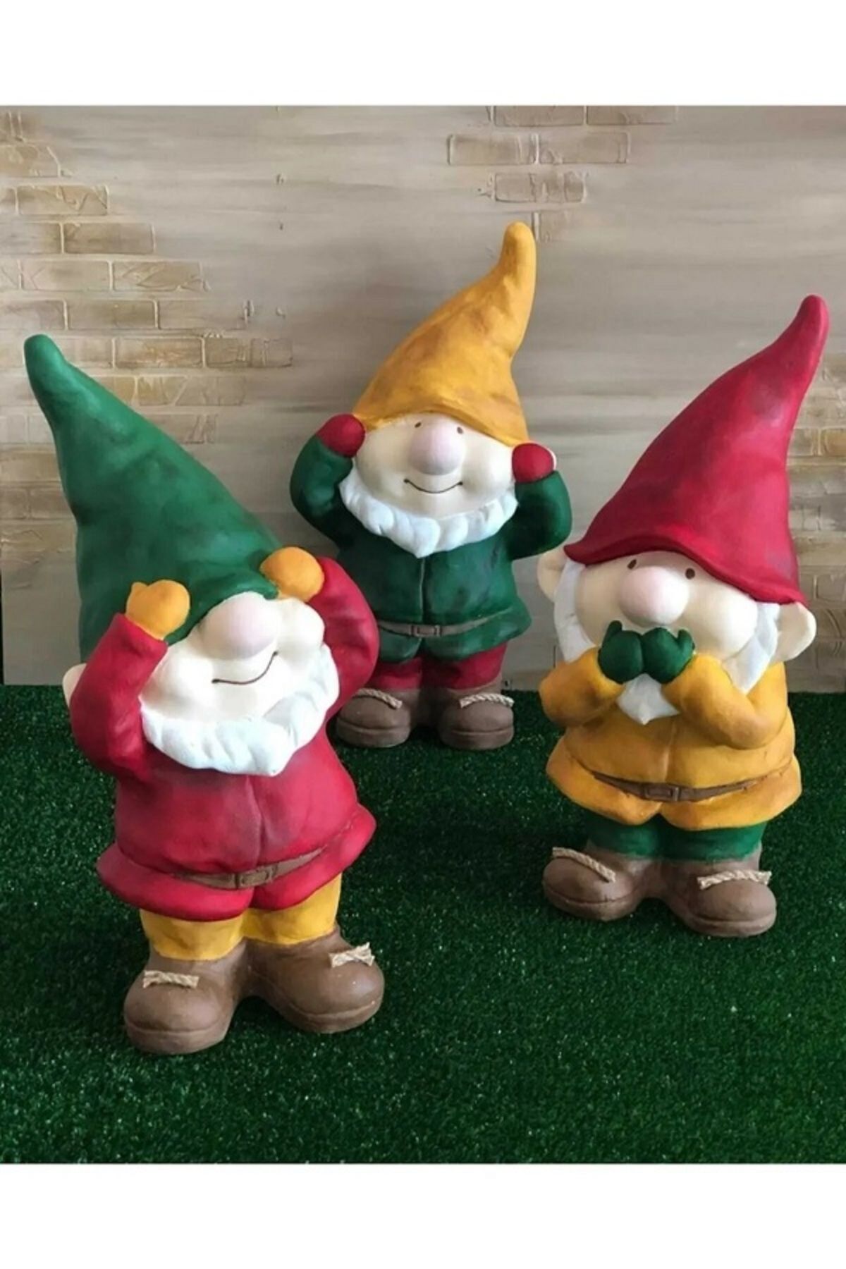 Dekoromi Dekoratif Cüce Heykel Biblo Seti 40x20 CM 3 ADET