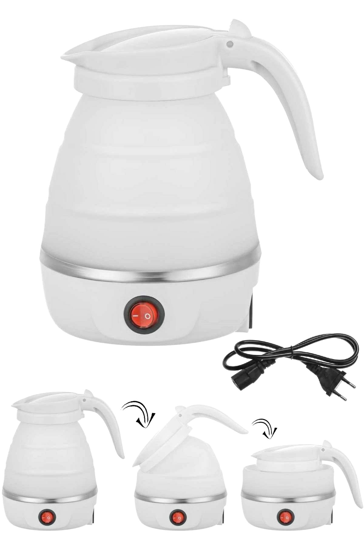 Tilbe Home Silikon Katlanır Elektrikli Kahve Çay Su Isıtıcı Kettle Taşınabilir Seyahat Piknik Demlik 600ml.