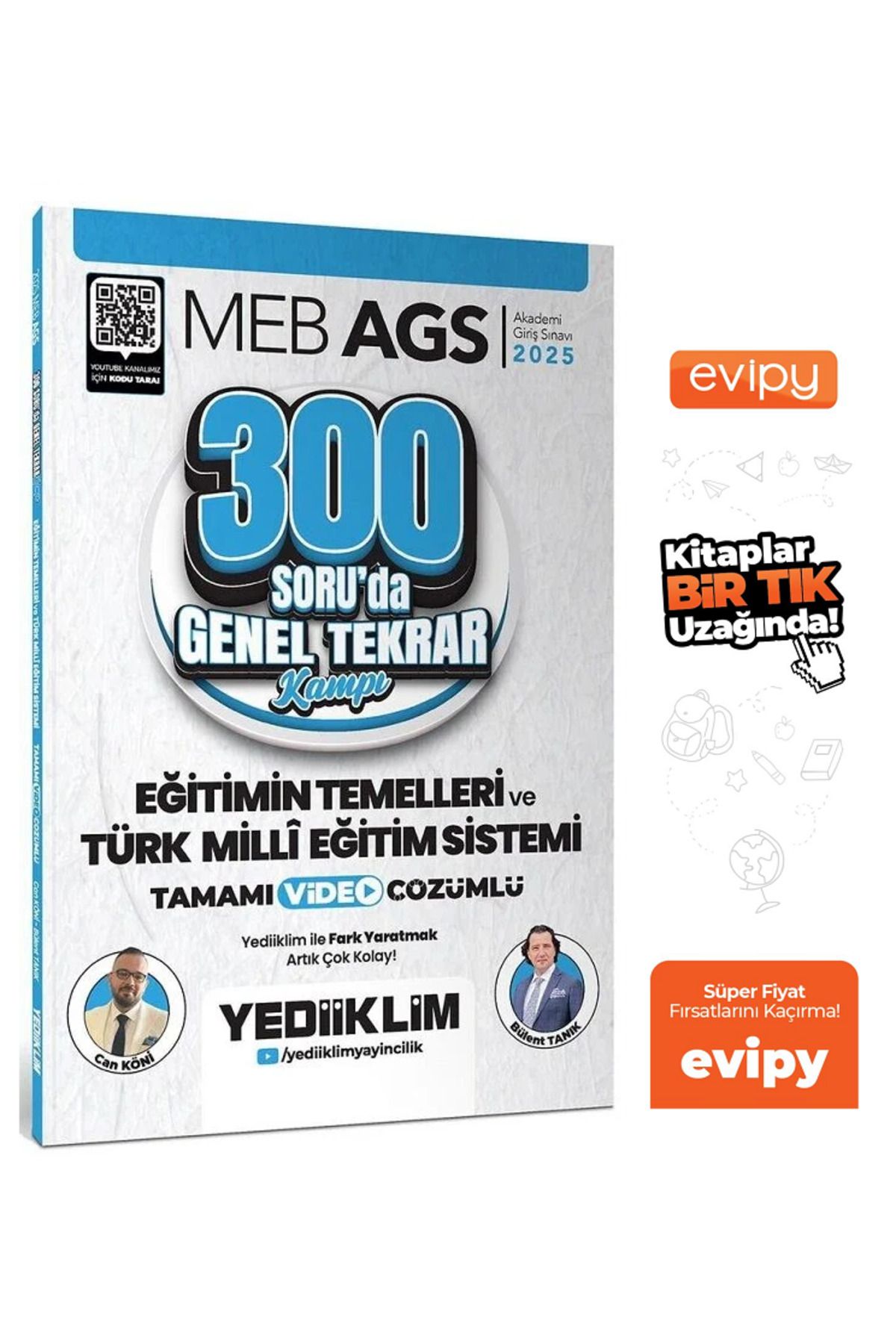 Yediiklim Yayınları 2025 MEB-AGS Eğitimin Temelleri ve Türk Milli Eğitim Sistemi 300 Soruda Genel Tekrar Kampı Çözümlü