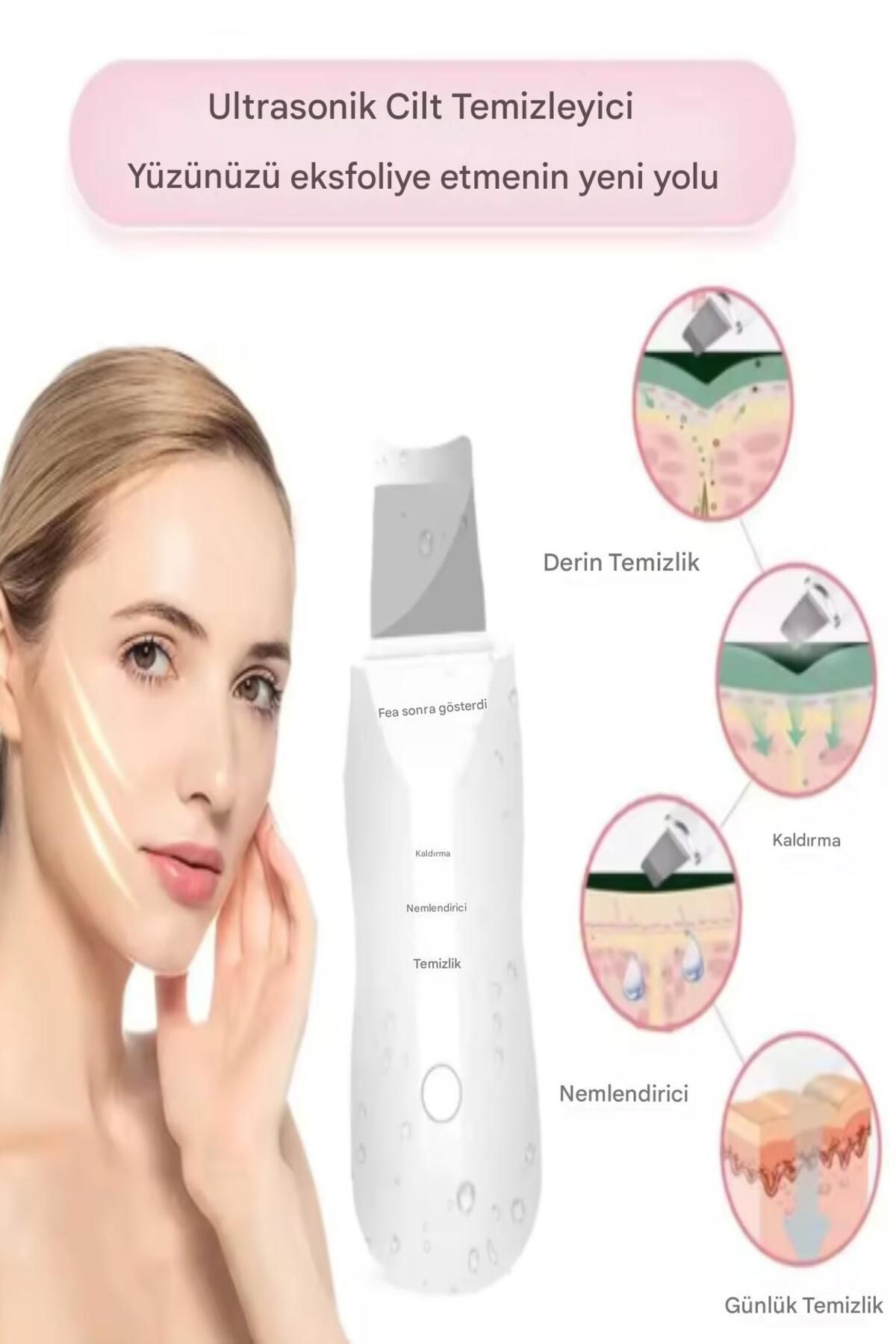 ESENLİWE Ultrasonik Spatula Yüz Siyah Nokta Temizleme Aleti Yüz Cilt Temizleyici Kazıma Soyma Makinesi