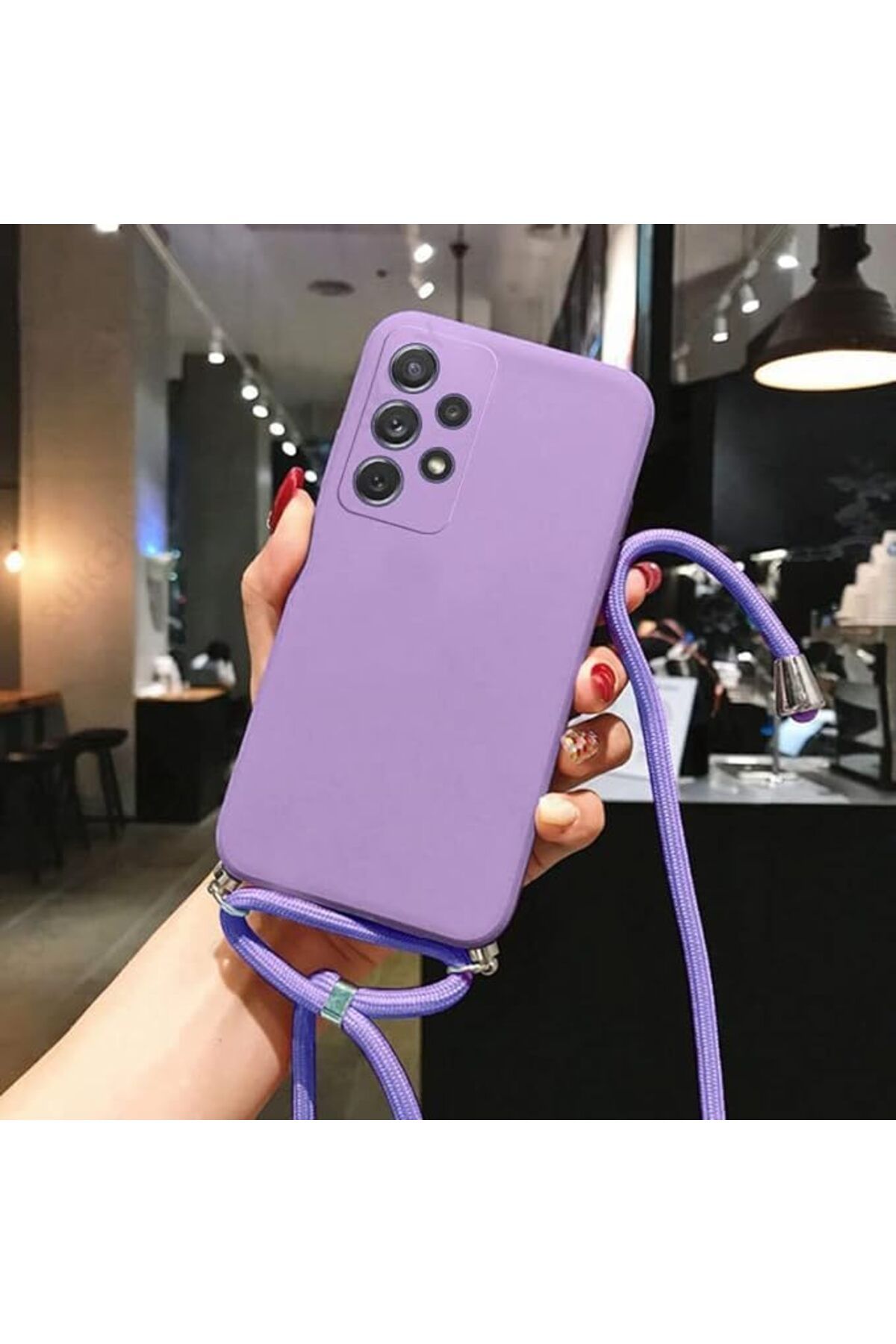 Coverzone Vivo Y17S ile uyumlu İpli Boyun Askılı Kılıf Kadife Yüzeyli Epiphany Kılıf