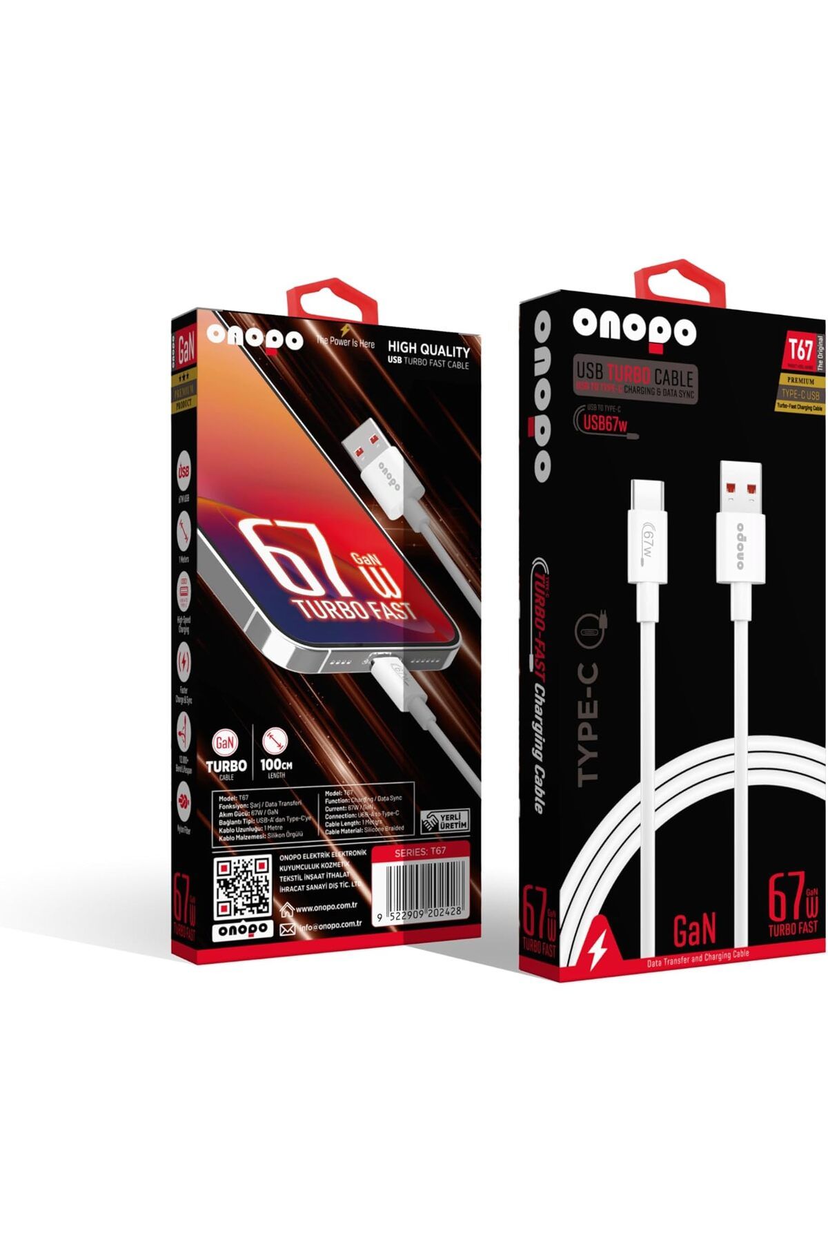 ÇAĞUR Eser T67 USB-A to Type-C 67W Turbo Şarj ve Data Kablosu – Hızlı, Güçlü ve Dayanıklı shop 1