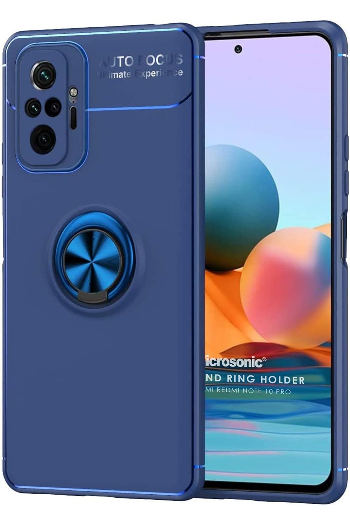 ÇAĞUR Eser Xiaomi Redmi Note 10 Pro için Kılıf Kickstand Ring Holder Lacivert [Redmi Note 10 Pro ile Uy