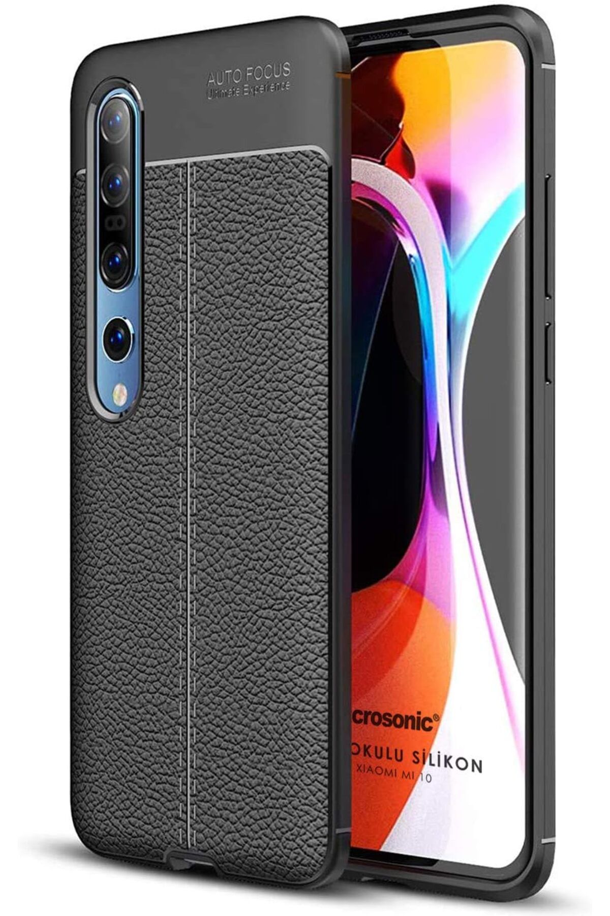 ÇAĞUR Eser Xiaomi Mi 10 için Kılıf Deri Dokulu Silikon Siyah [Mi 10 ile Uyumlu Kılıf - Siyah] shop 11