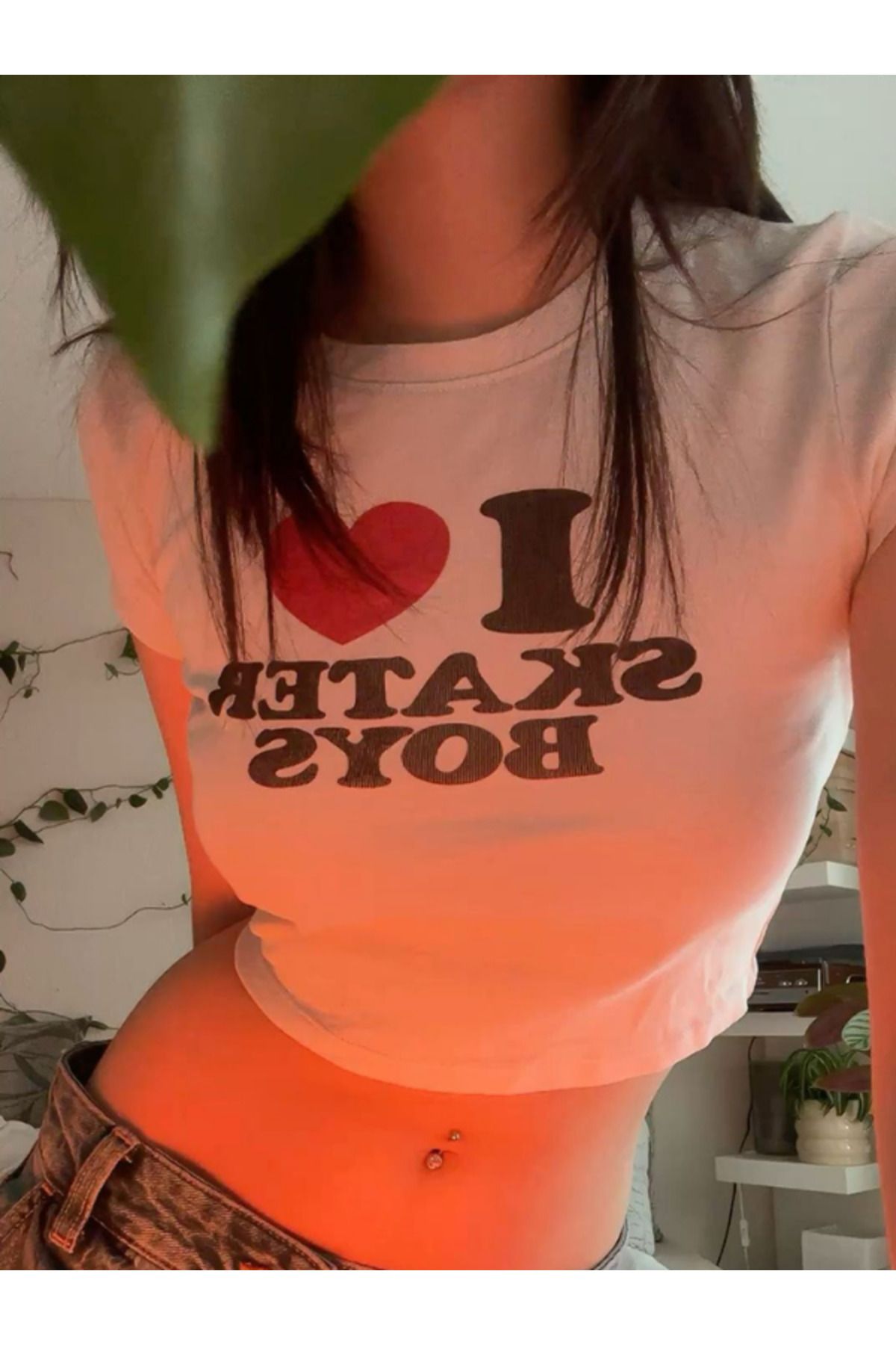 DEEFWEAR DREICH I LOVE SKATE BOYS BASKILI BEYAZ CROP