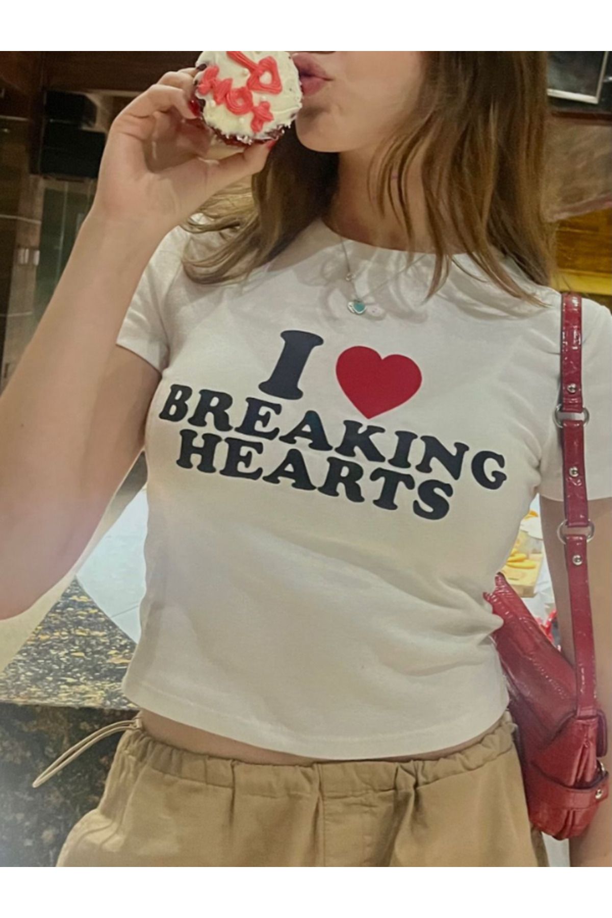 DEEFWEAR DREICH I LOVE BREAKING HEARTS BASKILI BEYAZ CROP