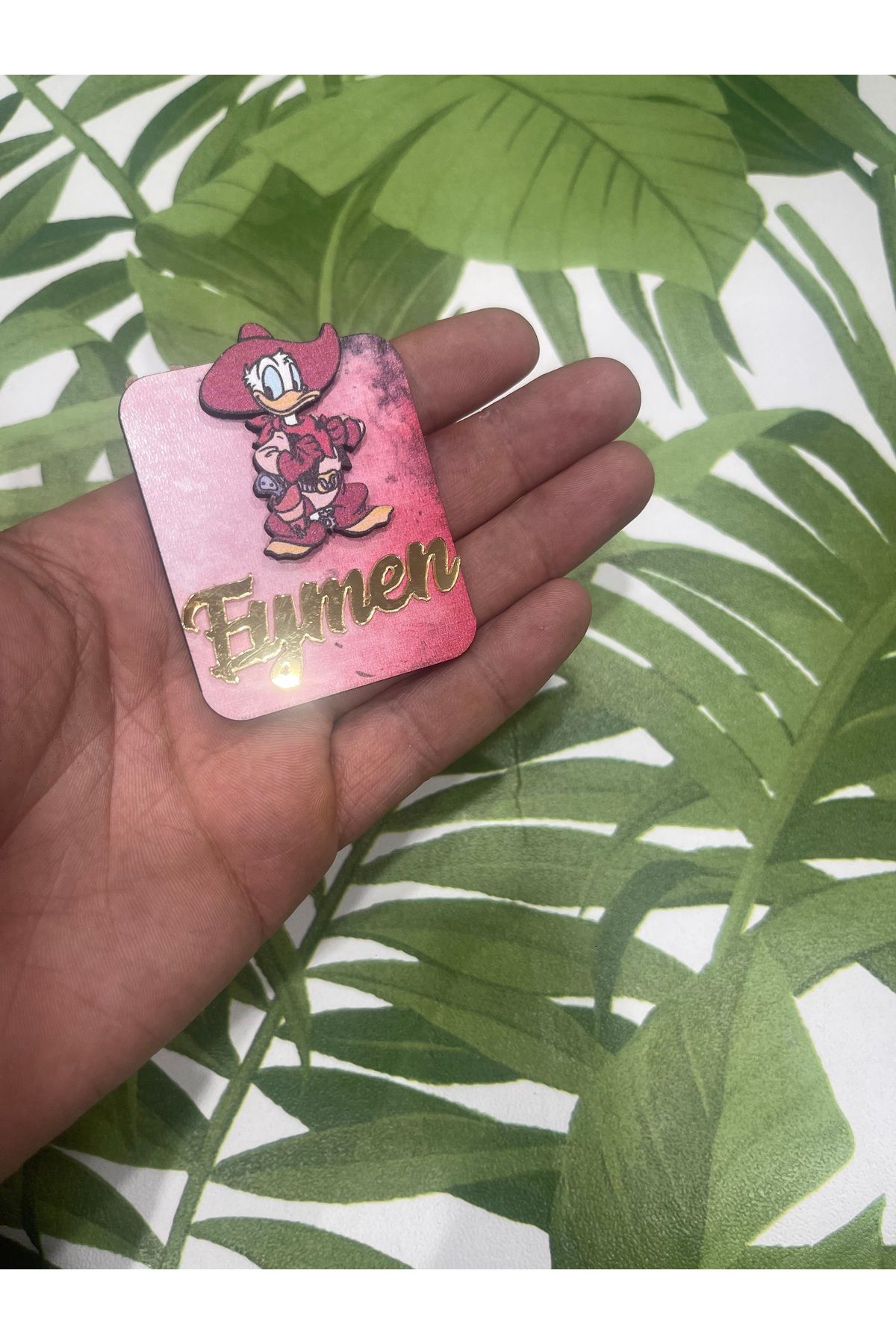 ELF REKLAM Ördek Figürlü Kırmızı Ahşap Baskılı Pleksi Yazılı Magnet 10 Adet