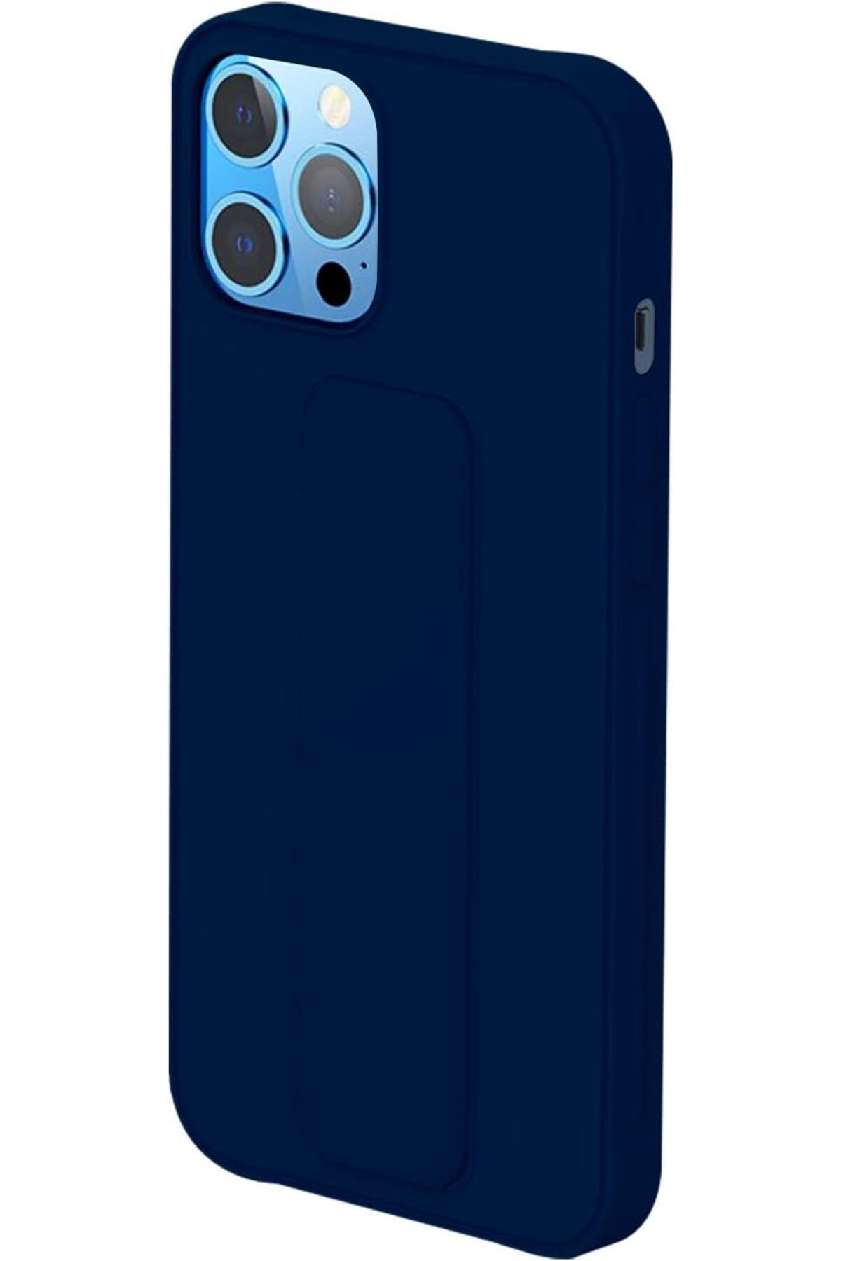 ÇAĞUR Eser iPhone 12 Pro Max uyumlu ULTRA Güçlü Manyetik Yatay/Dikey Standlı Silikon Kılıf (Lacivert