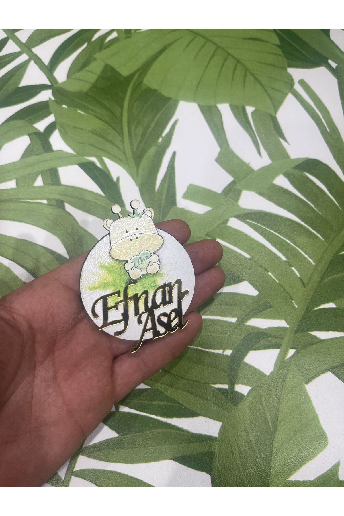 ELF REKLAM Ayıcık FigürlüKişiye Özel Ahşap Baskılı Pleksi Yazılı Magnet 10 Adet