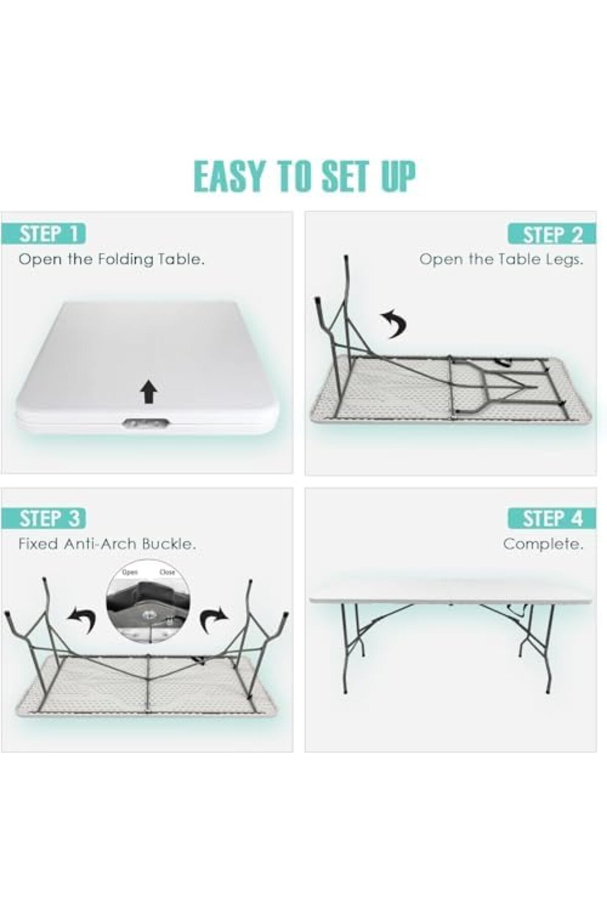 طاولة قابلة للطي محمولة وصغيرة الحجم قابلة للطي للتخزين السهل مثالية للاستخدام الداخلي والخارجي 150 سم 5 أقدام