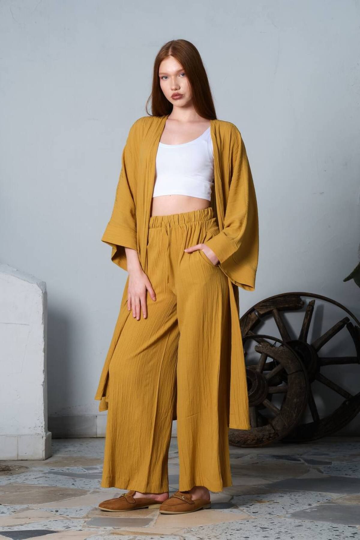 DENİKK Kadın yazlık trend ikili takım kimono 232-8066