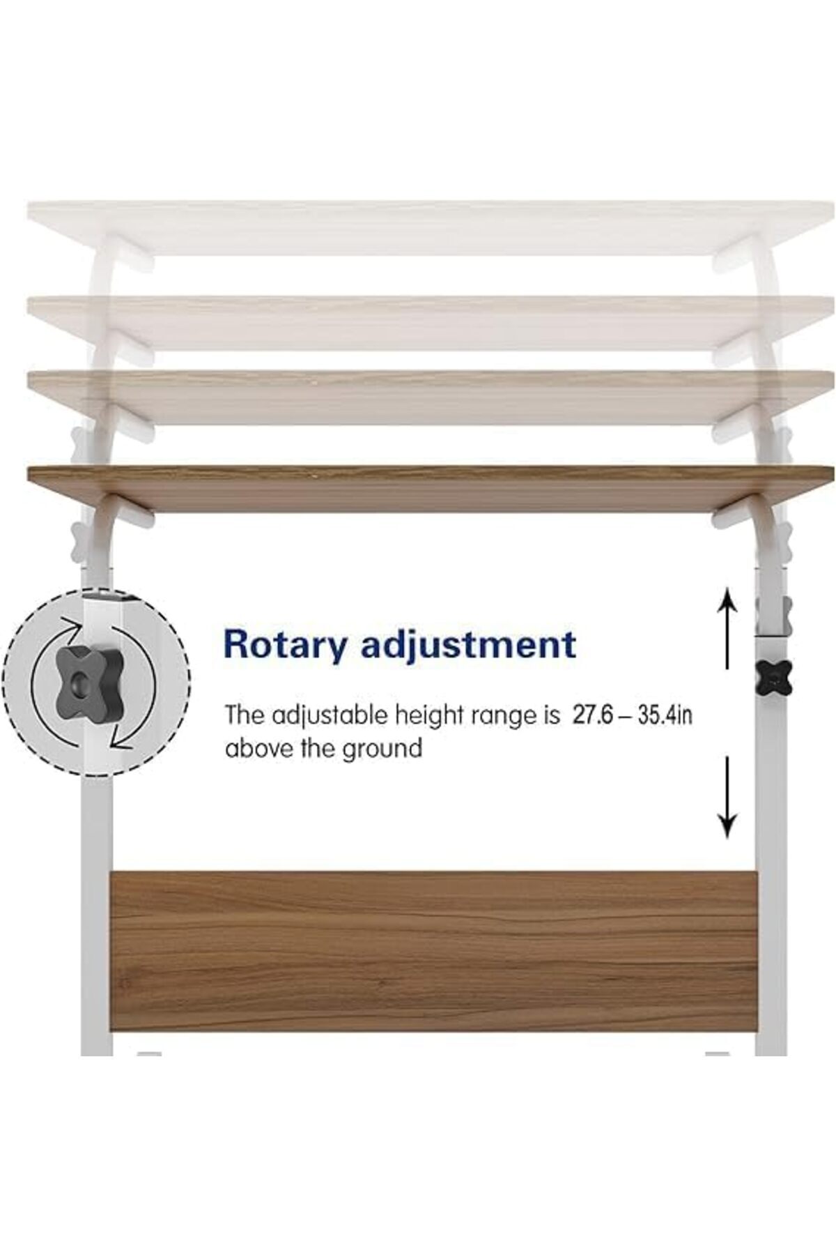 طاولة كمبيوتر محمول قابلة للتعديل، 60×40 سم، خشبي مع عجلات للسرير والأريكة