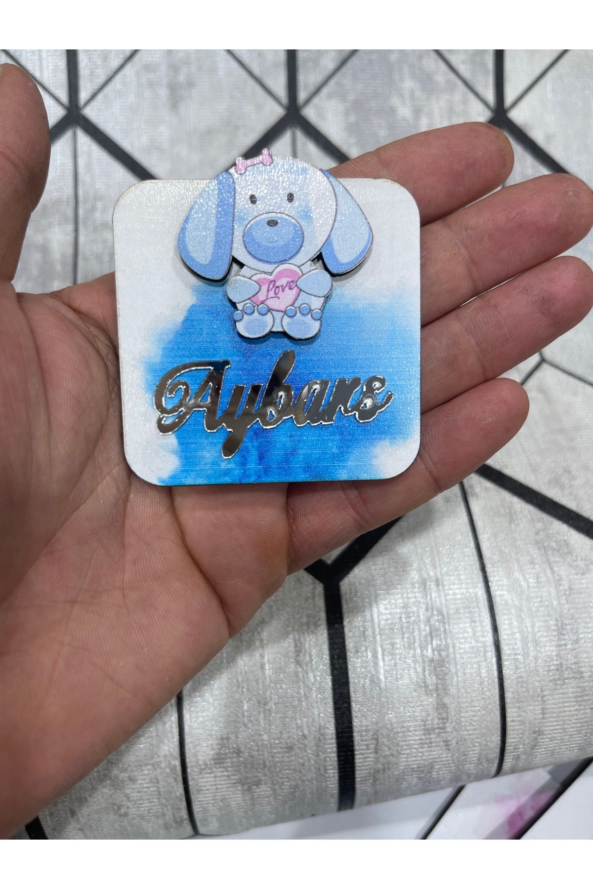ELF REKLAM Ayıcık Figürlü Ahşap Baskılı Pleksi Yazılı Magnet 10 Adet