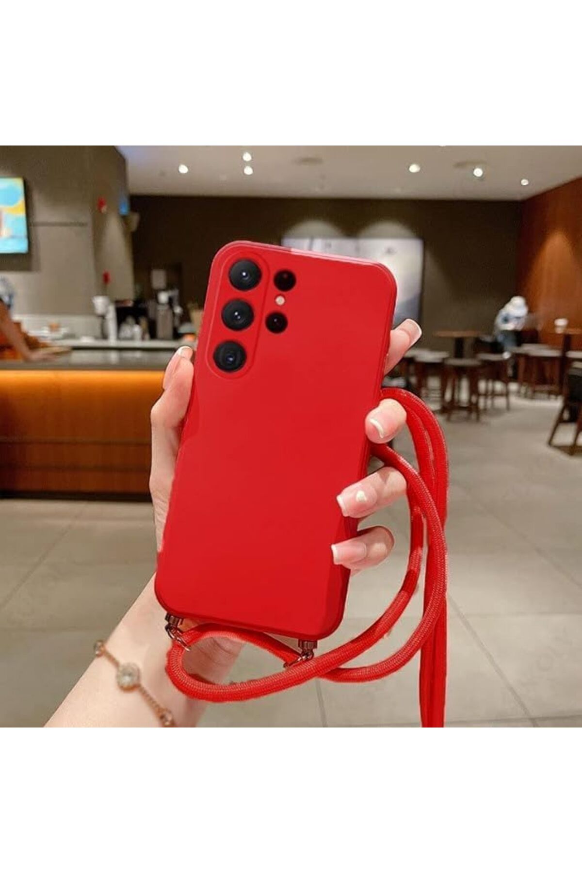 Coverzone Xiaomi Mi 11 Ultra ile uyumlu İpli Boyun Askılı Silikon Kılıf Kadife iç Yüzeyli Epiphany Kılıf