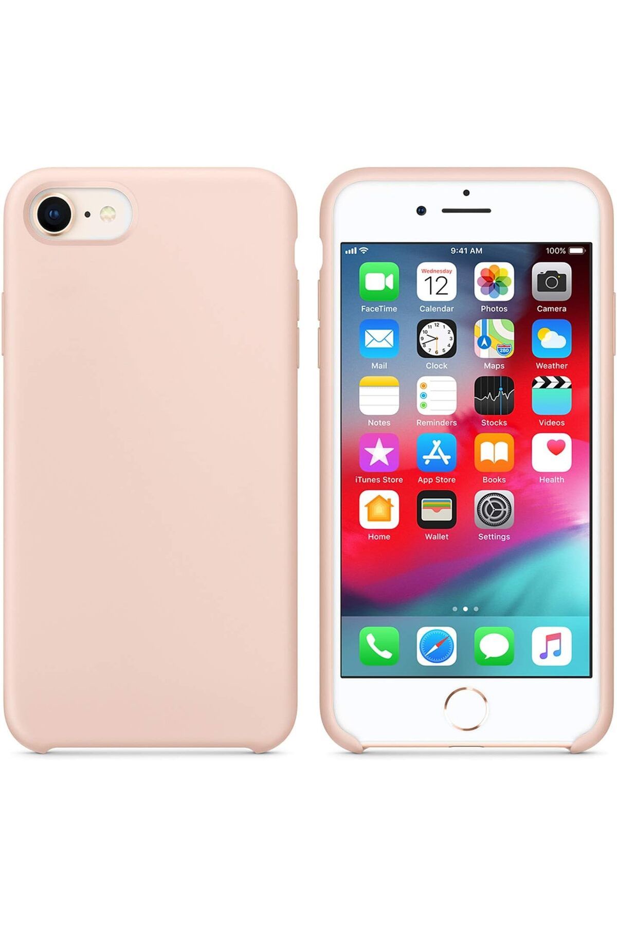 STOREMAX EMN iPhone 8 için Kılıf Liquid Lansman Silikon Kum Pembesi [iPhone 8 ile Uyumlu Kılıf - Pembes