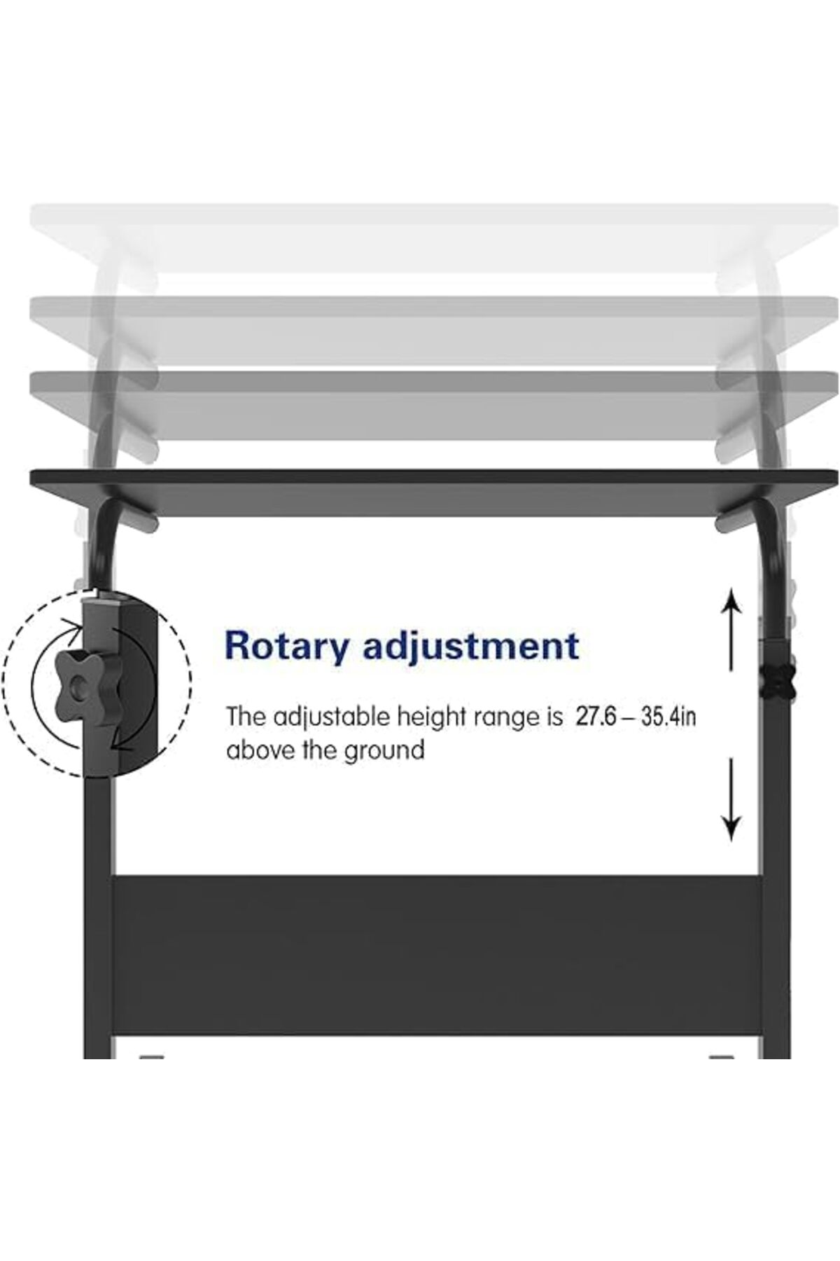 🖥️ طاولة لاب توب قابلة للتعديل 90×40 سم – لون اسود مع عجلات للسرير والأريكة و لابتوب