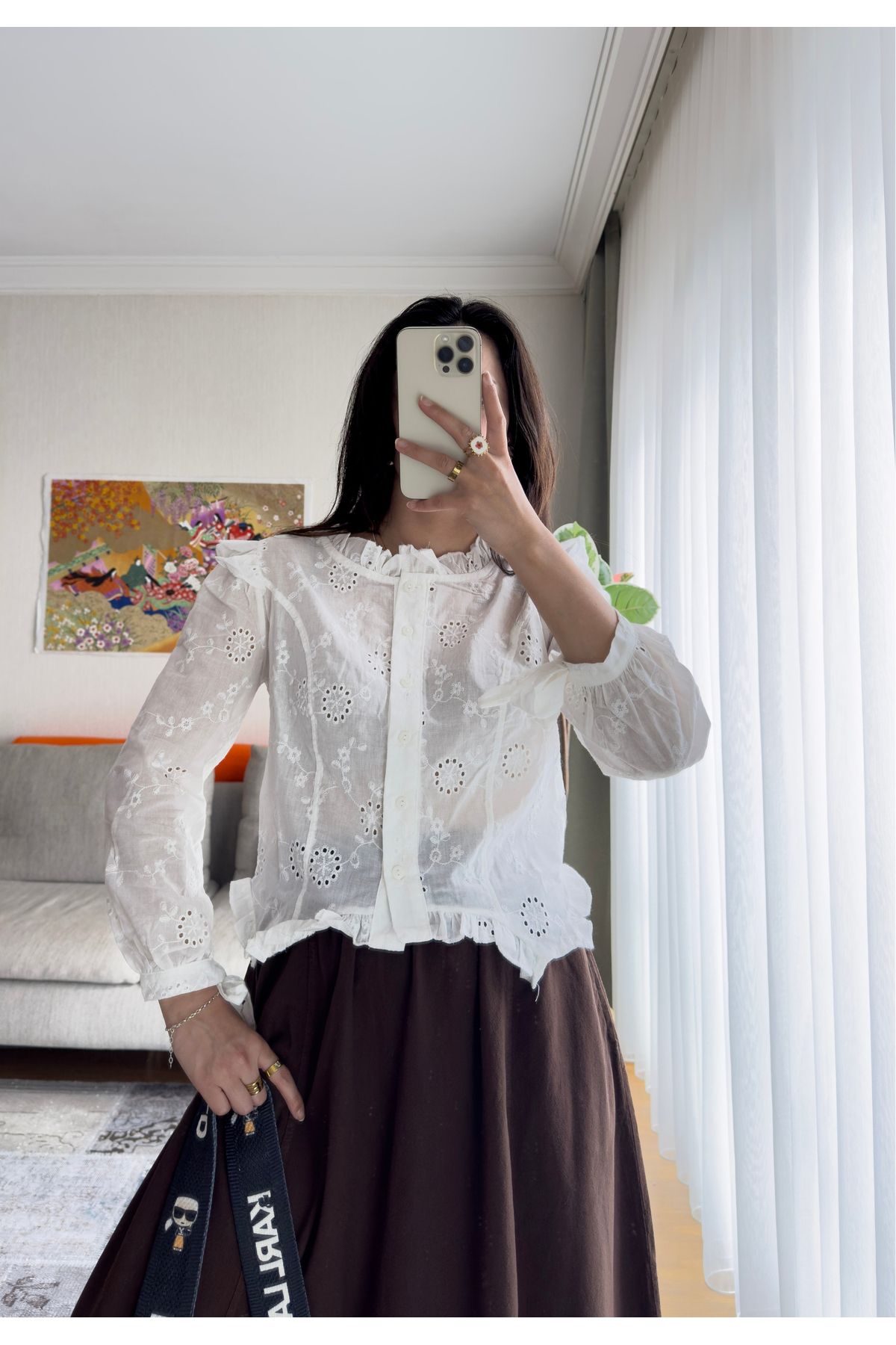 miyuko Kadın Bağlama Detaylı Brode Gömlek