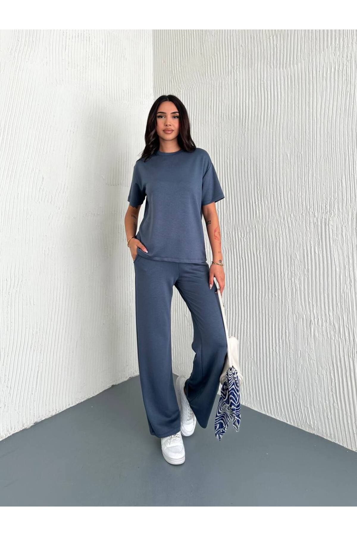 Bella Breeze Kadın Modal Kumaş Kısa Kollu T-shirt Eşofman Takımı