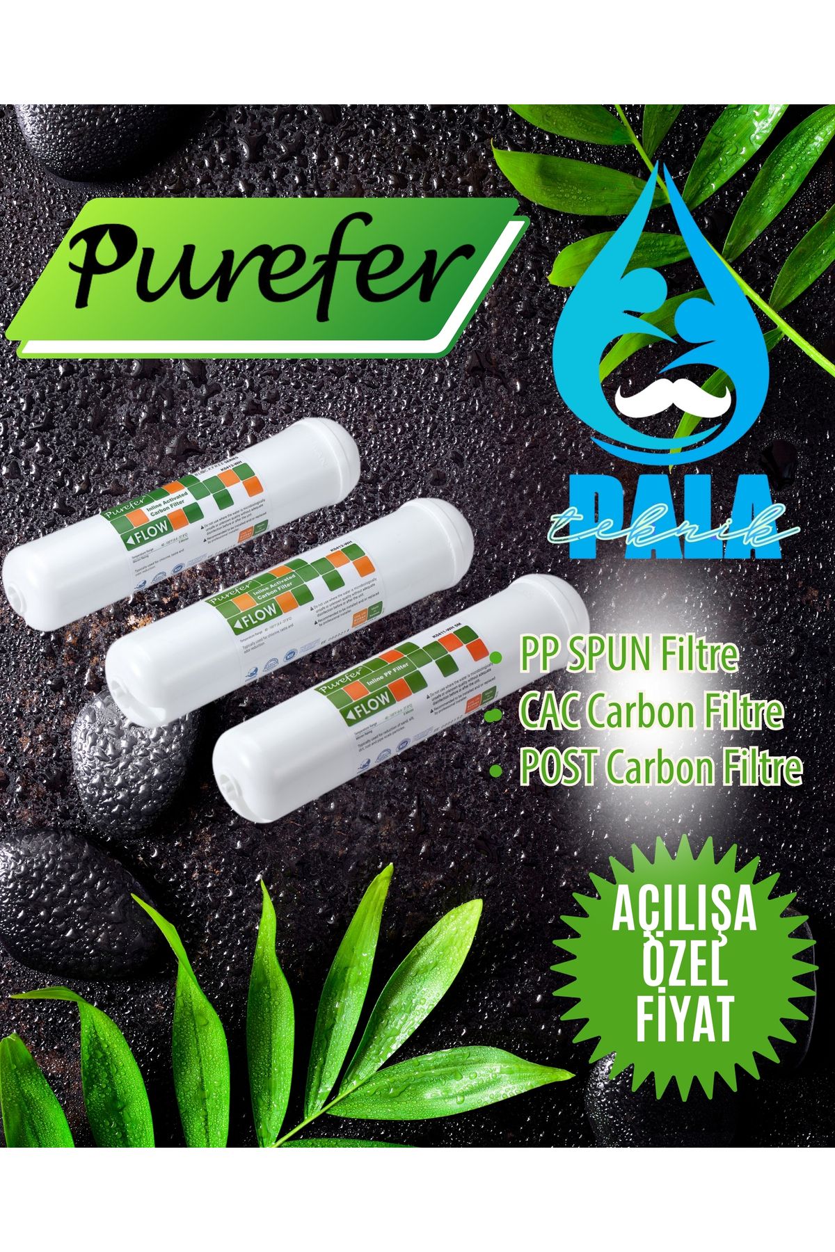 Purefer 3 Filtreli Ambalajında İthal Kapalı Kasa Su Arıtma Cihazı Filitresi Seti