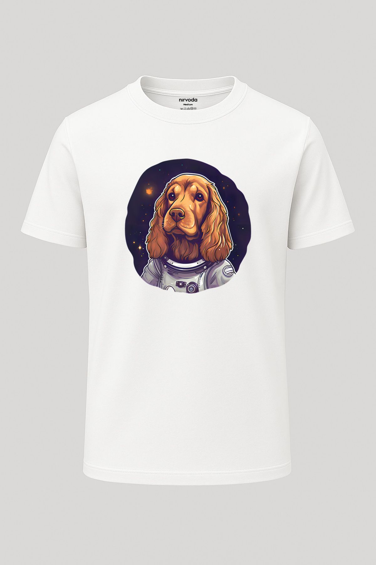 nirvoda Unisex Astronot Cocker Köpekli Tişört - Uzun T-shirt