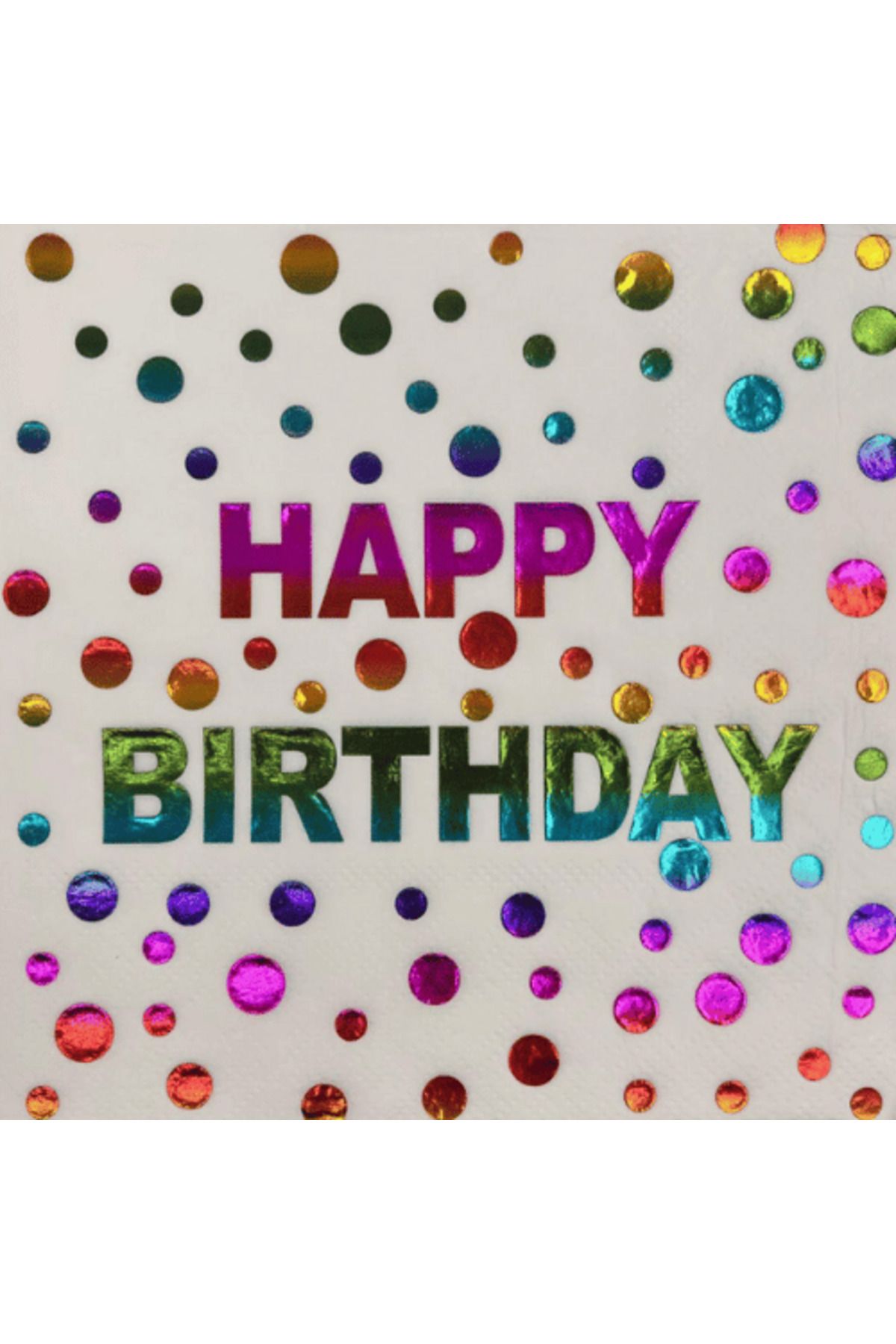 Big Party Kağıt Peçete Varak baskılı Happy Birthday Renkli Model 20 Parça