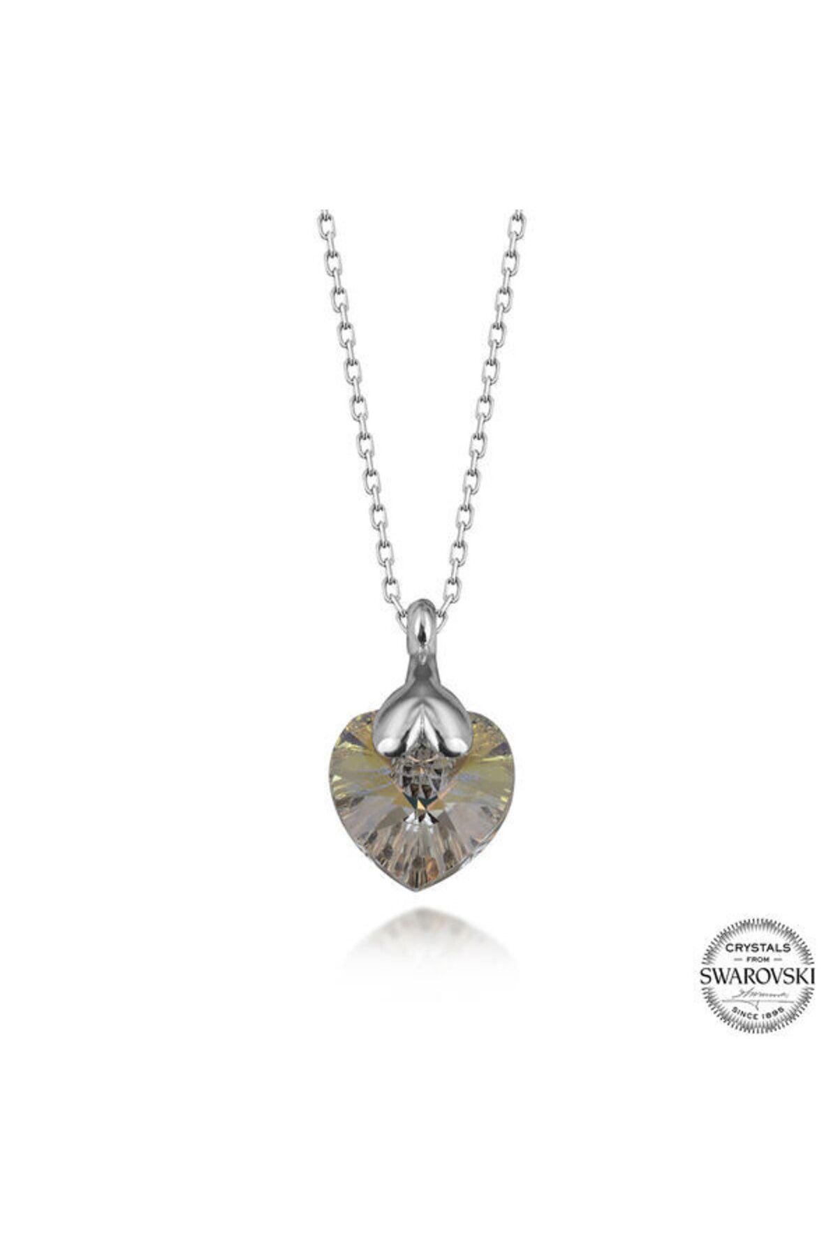 shop Crystal Taşlı Kalp 925 Ayar Gümüş Kolye