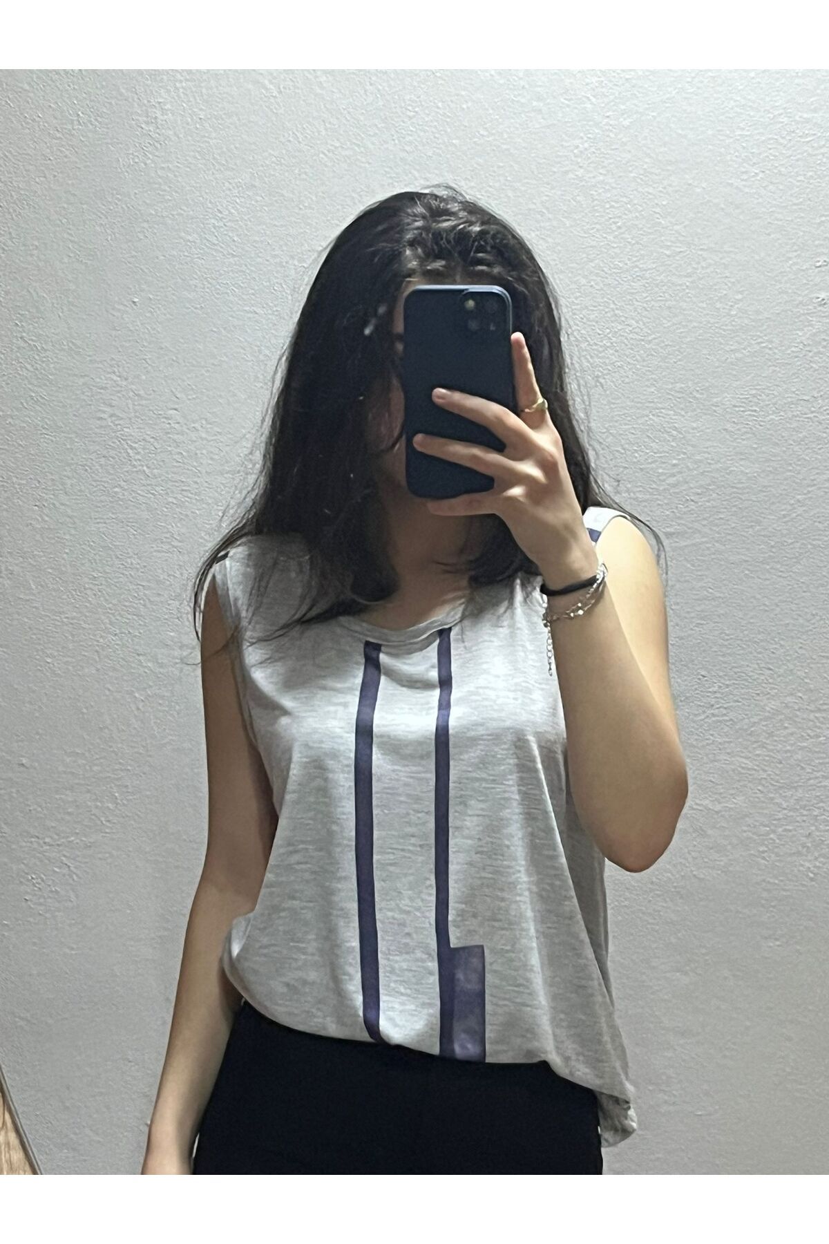 İZCİMOD Kadın Sıfır Kol Yuvarlak Yaka Desenli T-Shirt