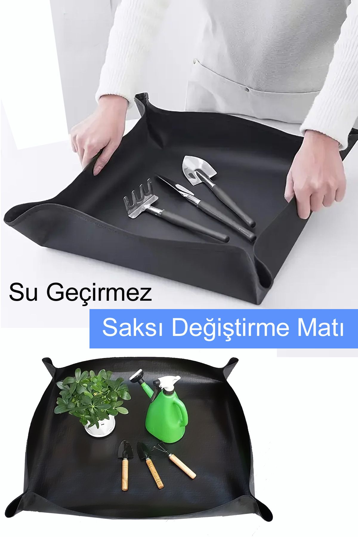 Bundera Su Geçirmez Çiçek Toprağı Saksı Değiştirme Örtüsü Bahçe Matı 80×80 cm