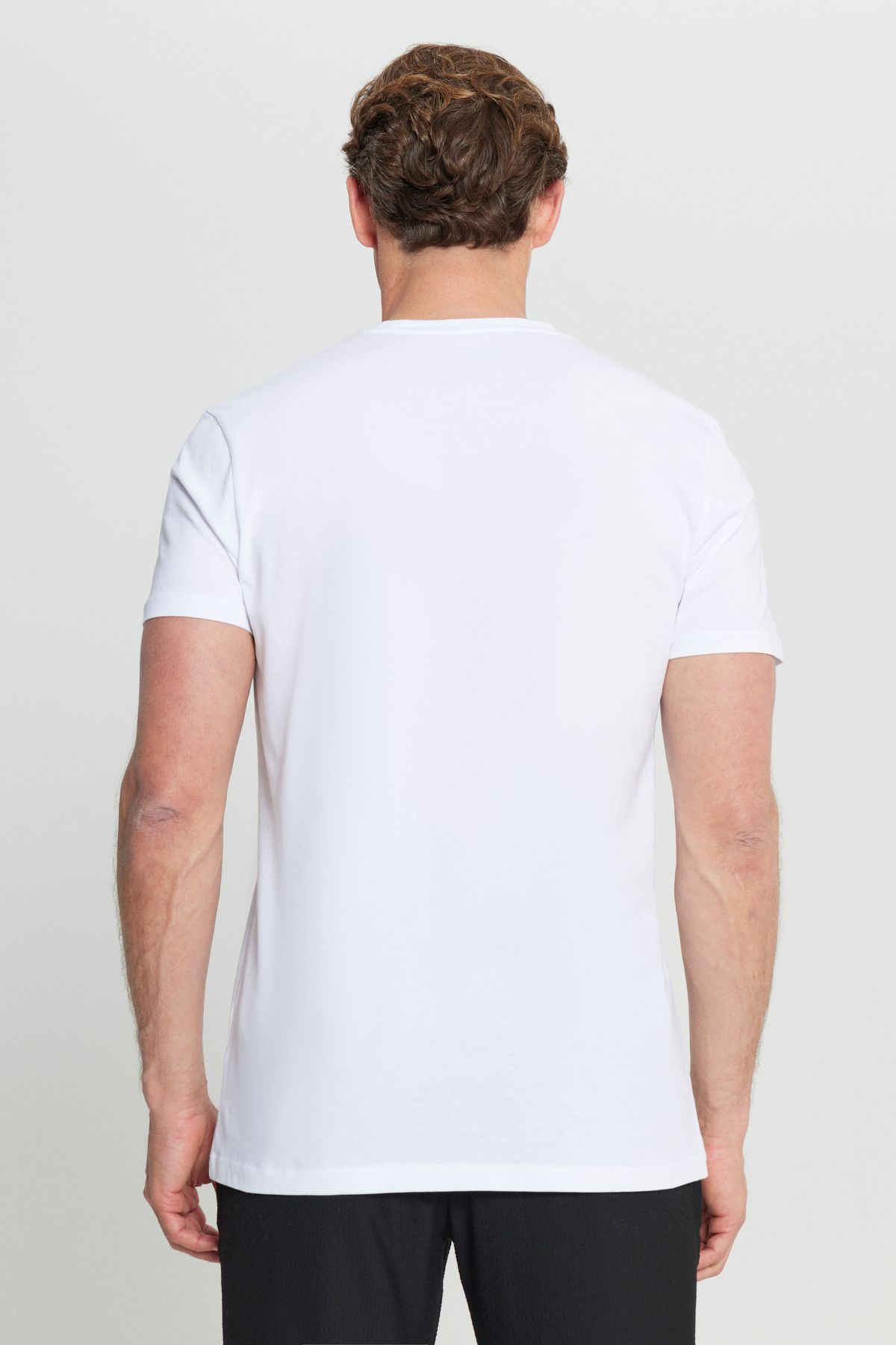 ALTINYILDIZ CLASSICS-Tricou elastic pentru bărbați, din bumbac alb, slim fit, cu decolteu rotund, imprimat 5