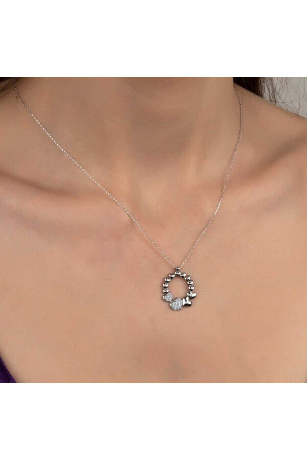 shop Çember Kalp 925 Ayar Gümüş Kolye