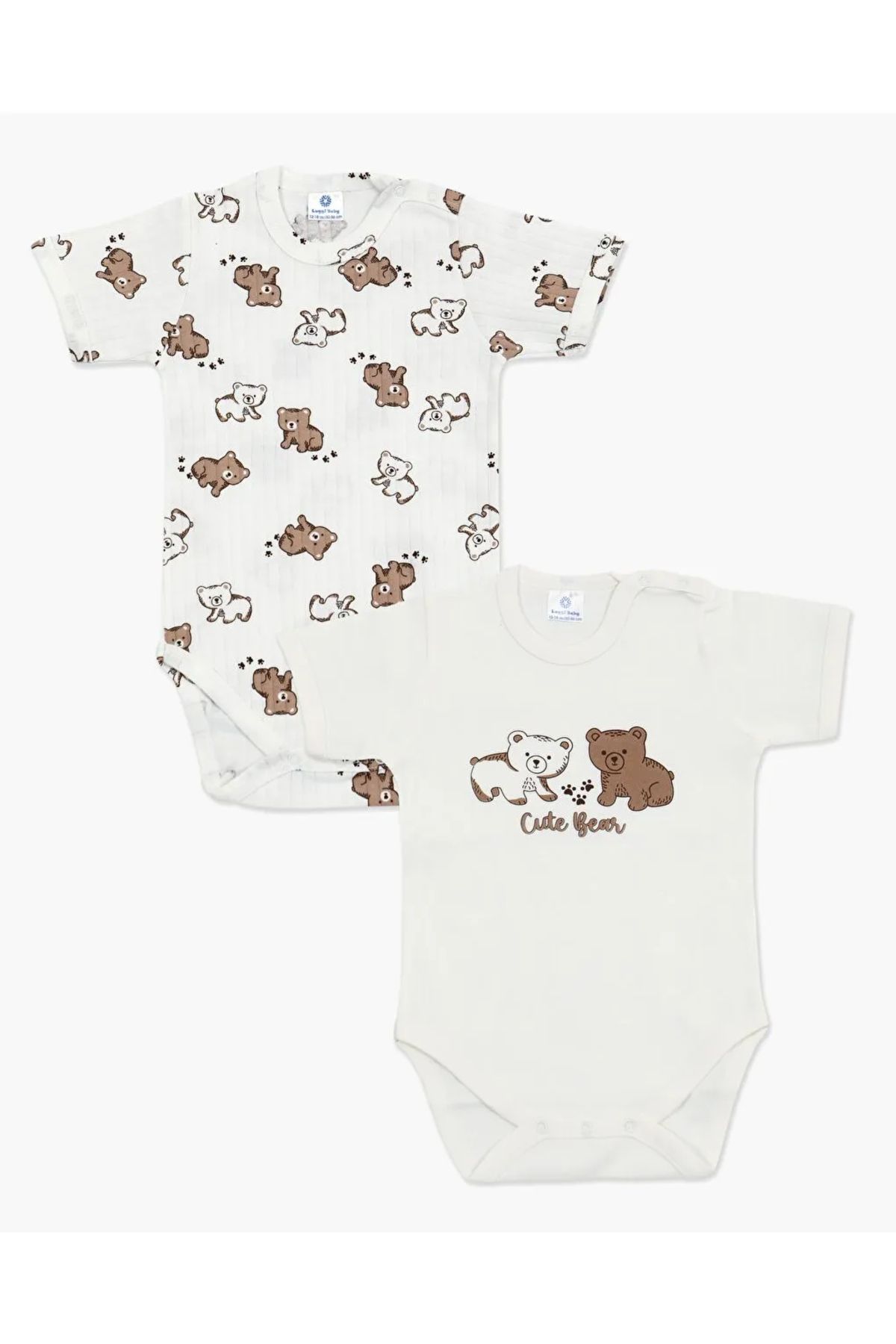 Ugly Duck 3-36 AY ERKEK BEBEK KISA KOL AYICIK 2'Lİ BODY - EKRU
