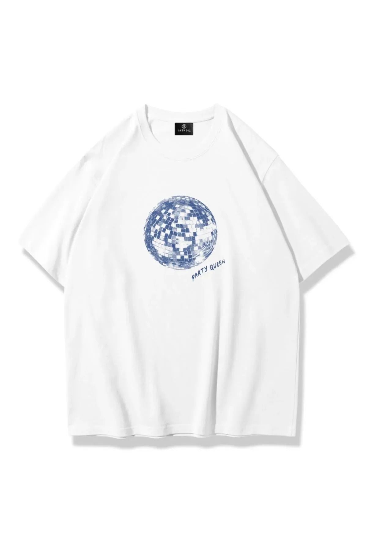 weywot Unisex Party Queen Tshirt Beyaz