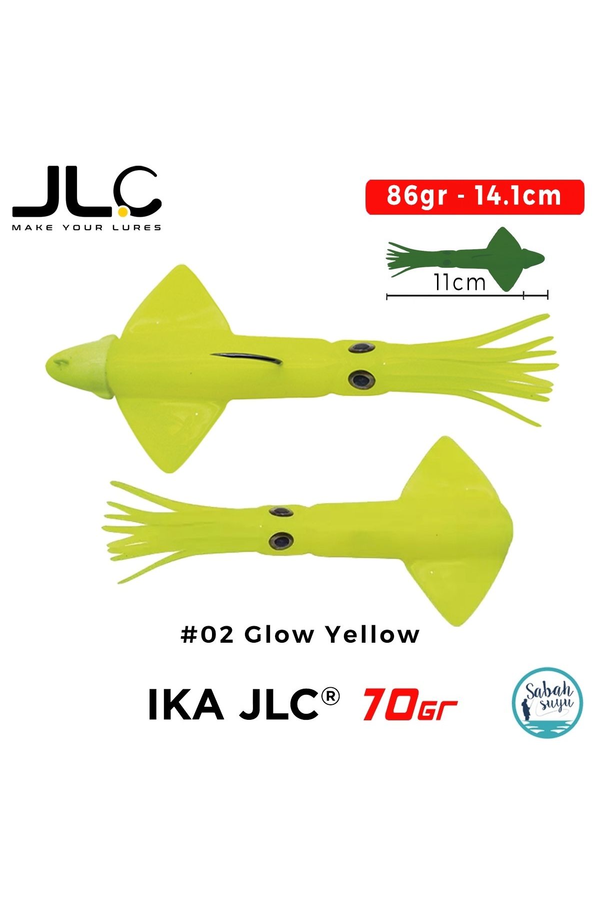 JLC IKA 70 Combo Set 86gr 14.1cm #02 Glow Yellow (2+1) Silikon Kalamar