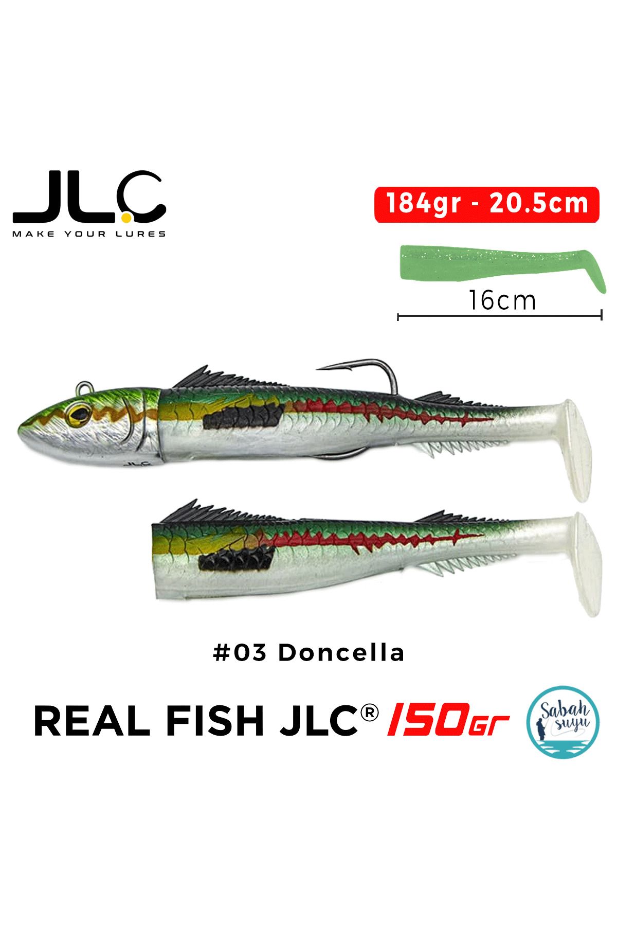 JLC Real Fish 150 Combo Set 184gr 20.5cm #03 Doncella (2+1) Silikon Balık