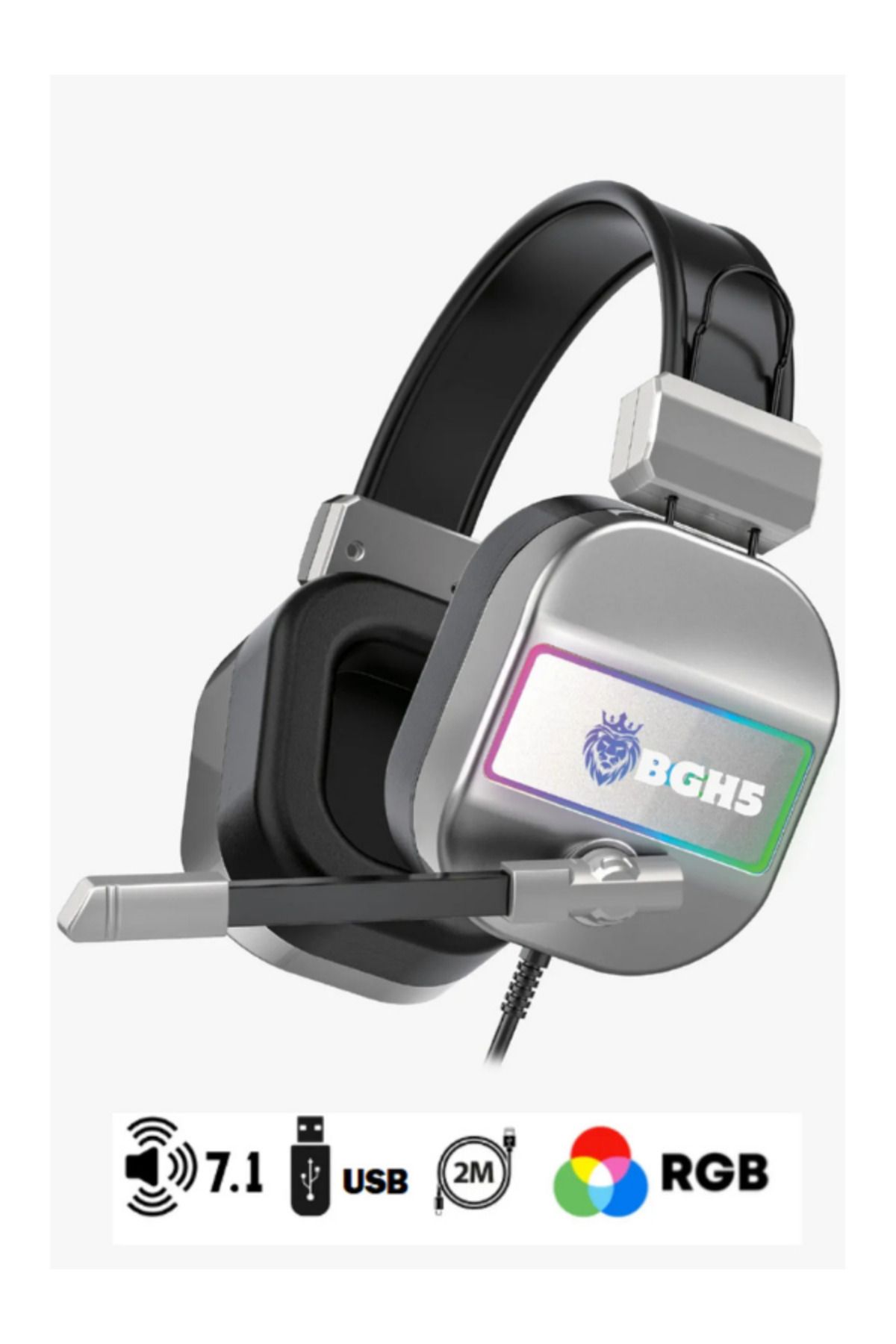Hietech BGH5 RGB Aydınlatmalı 7.1 Mikrofonlu USB Gaming Oyuncu Kulaklığı