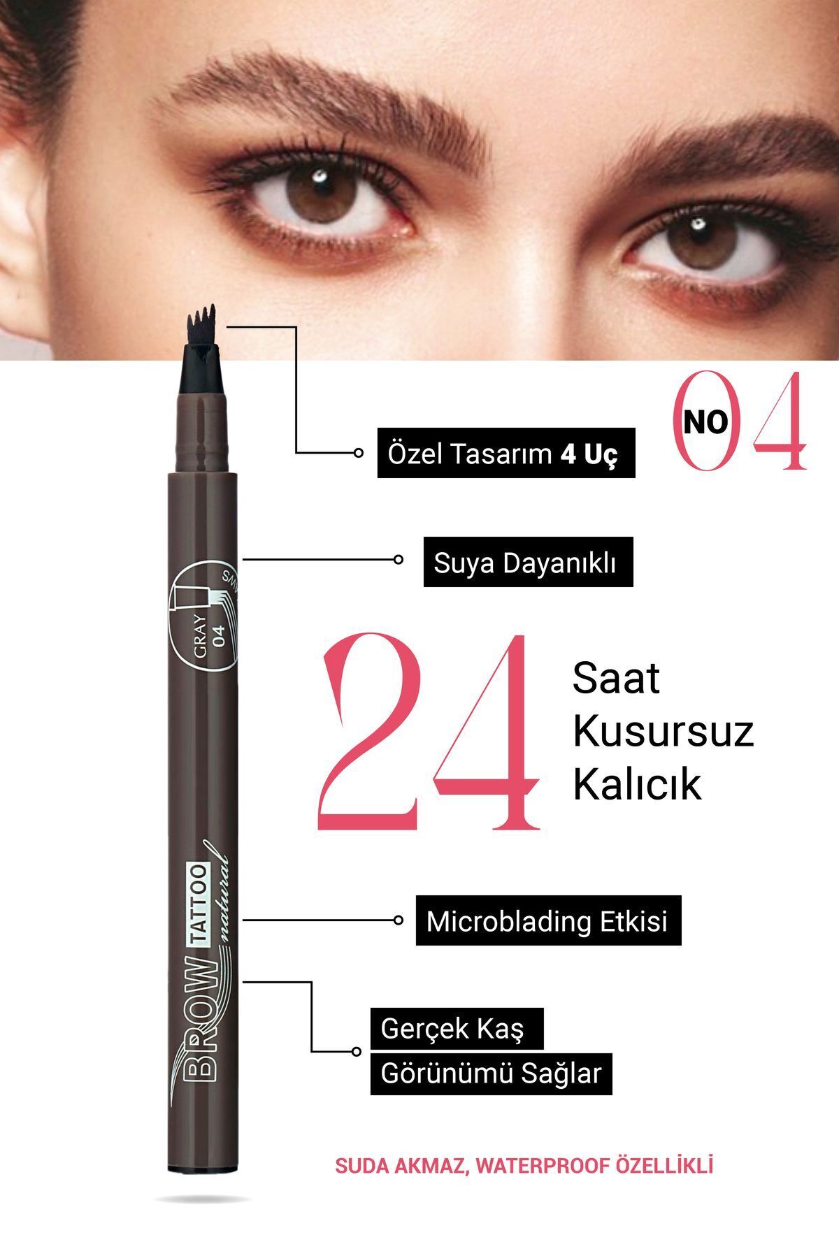 GXMPRO Kaş Kalemi, Brow Tattoo Microblading Etkisi - Likit Kaş Kalemi Waterproof Etkili Kaş Kalemi