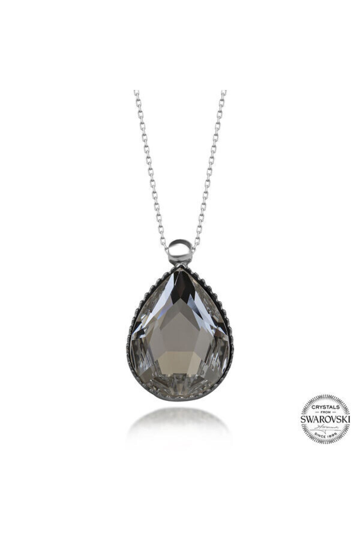 shop Crystal Taşlı Damla 925 Ayar Gümüş Kolye