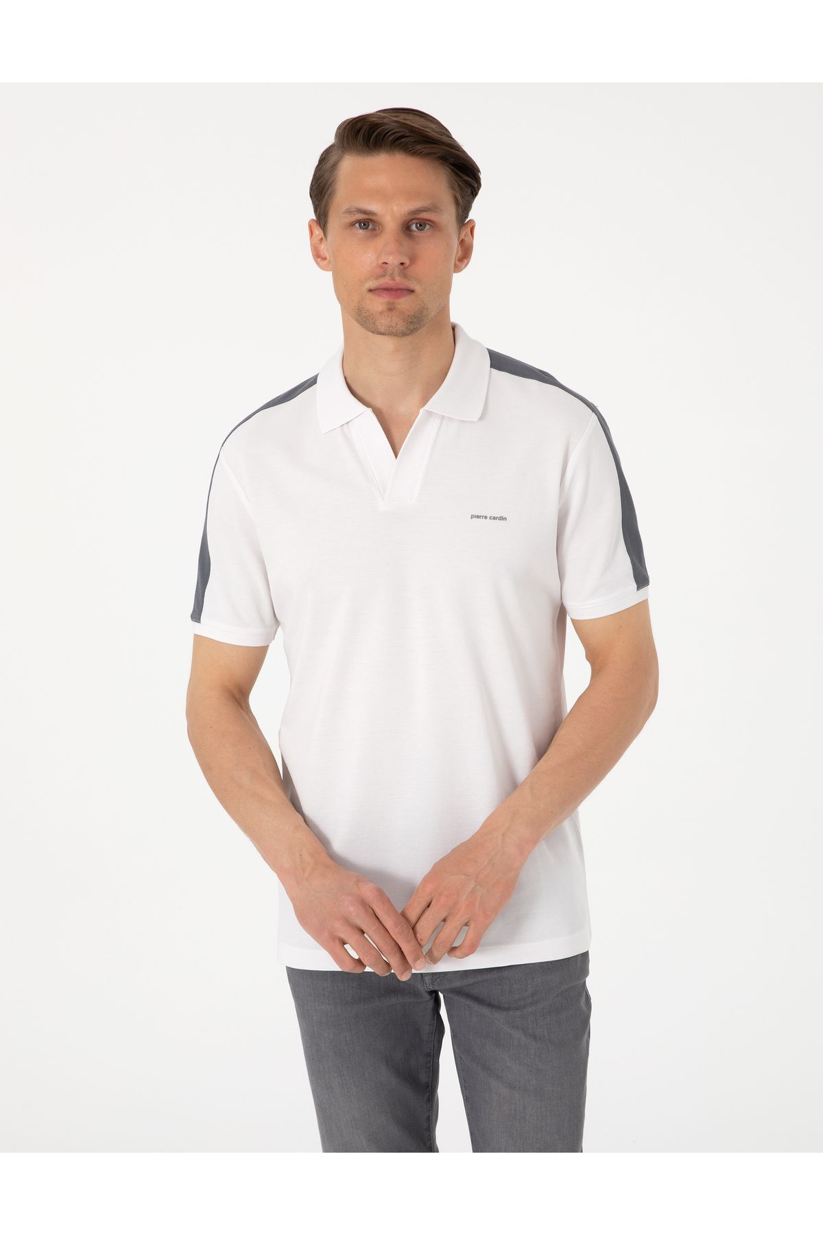 Pierre Cardin Koyu Gri Slim Fit Tişört 50307520-VR080