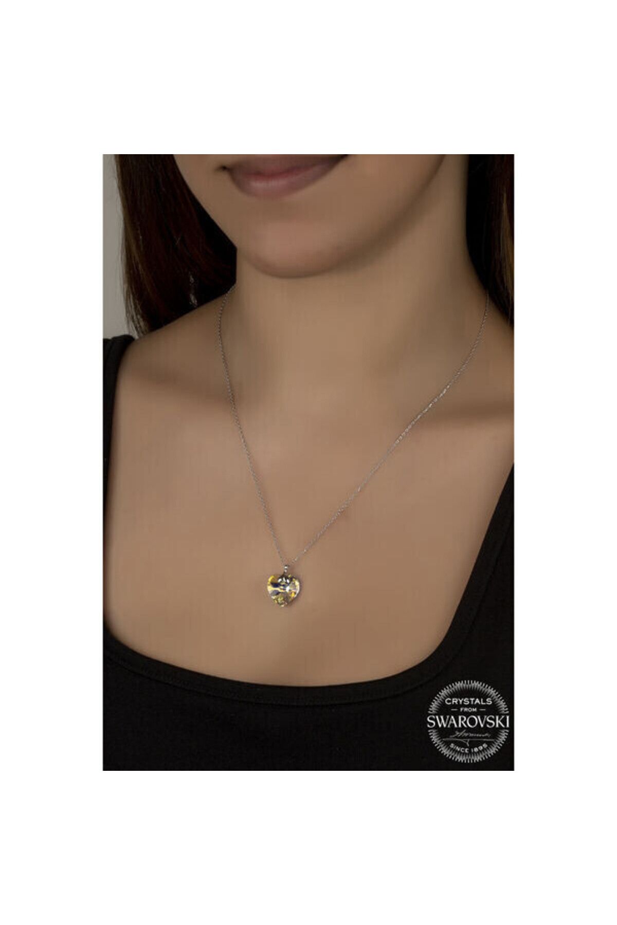 shop Crystal Taşlı Kalp 925 Ayar Gümüş Kolye